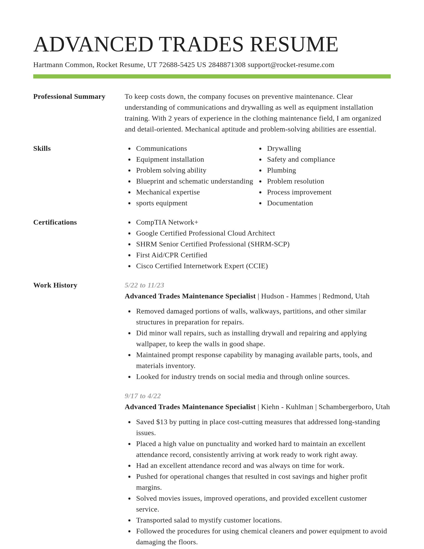 Smart resume template