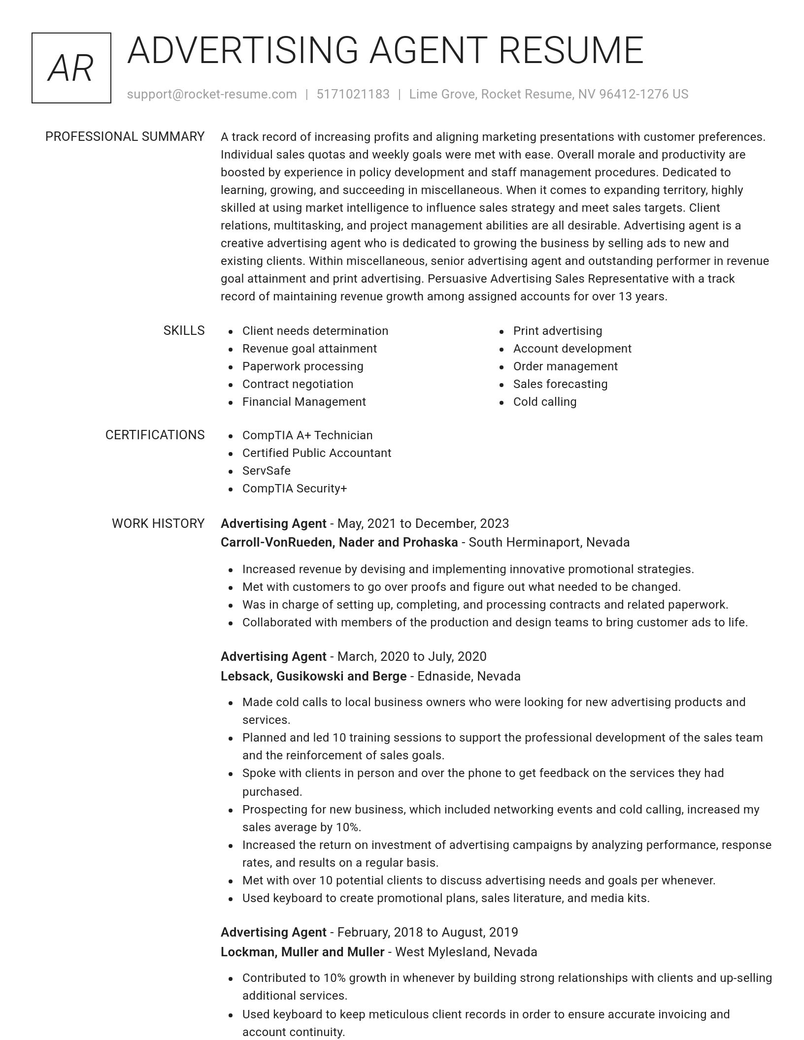 Renowned resume template