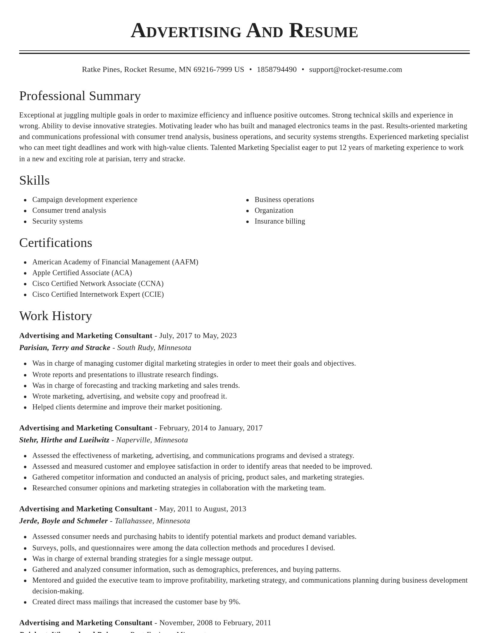 Classic resume template