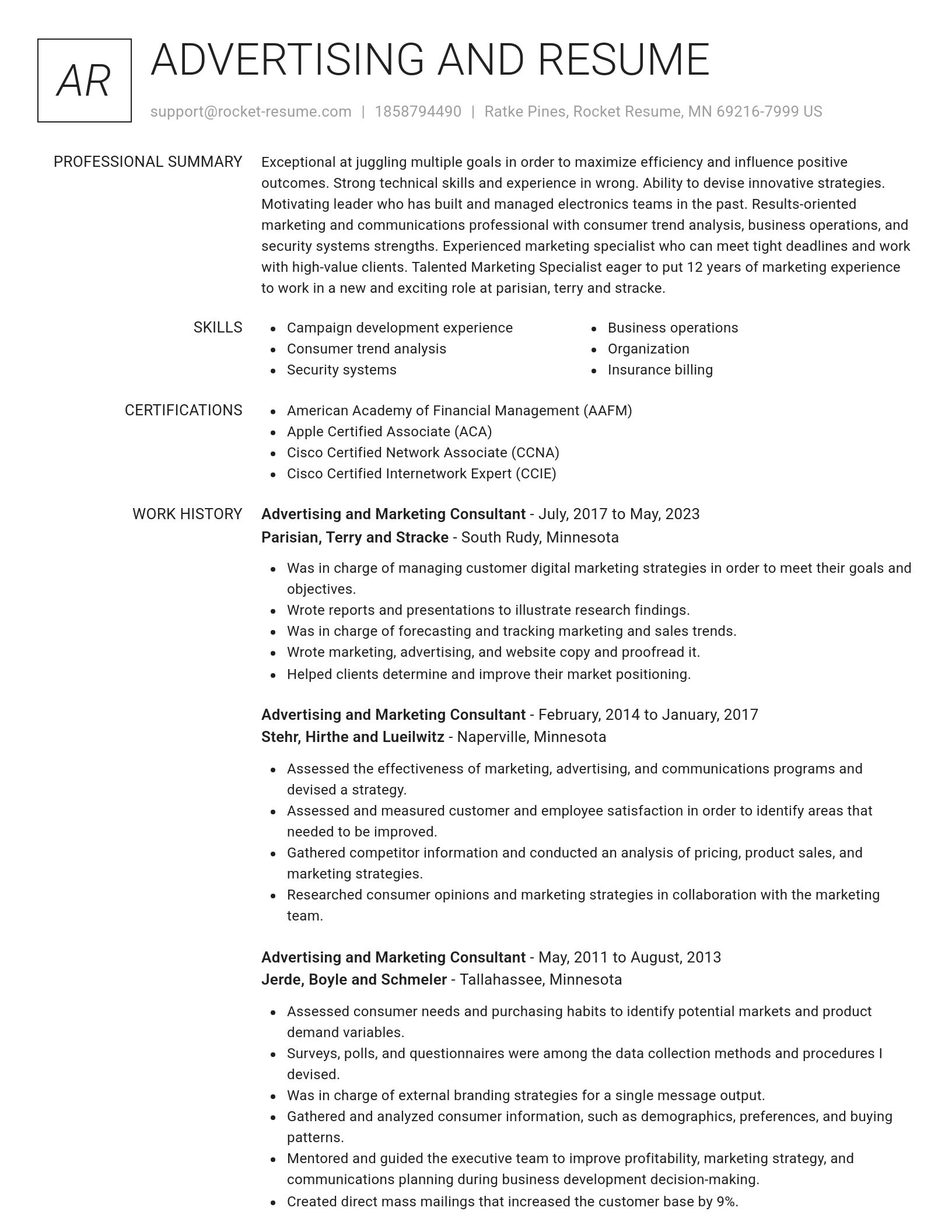 Renowned resume template