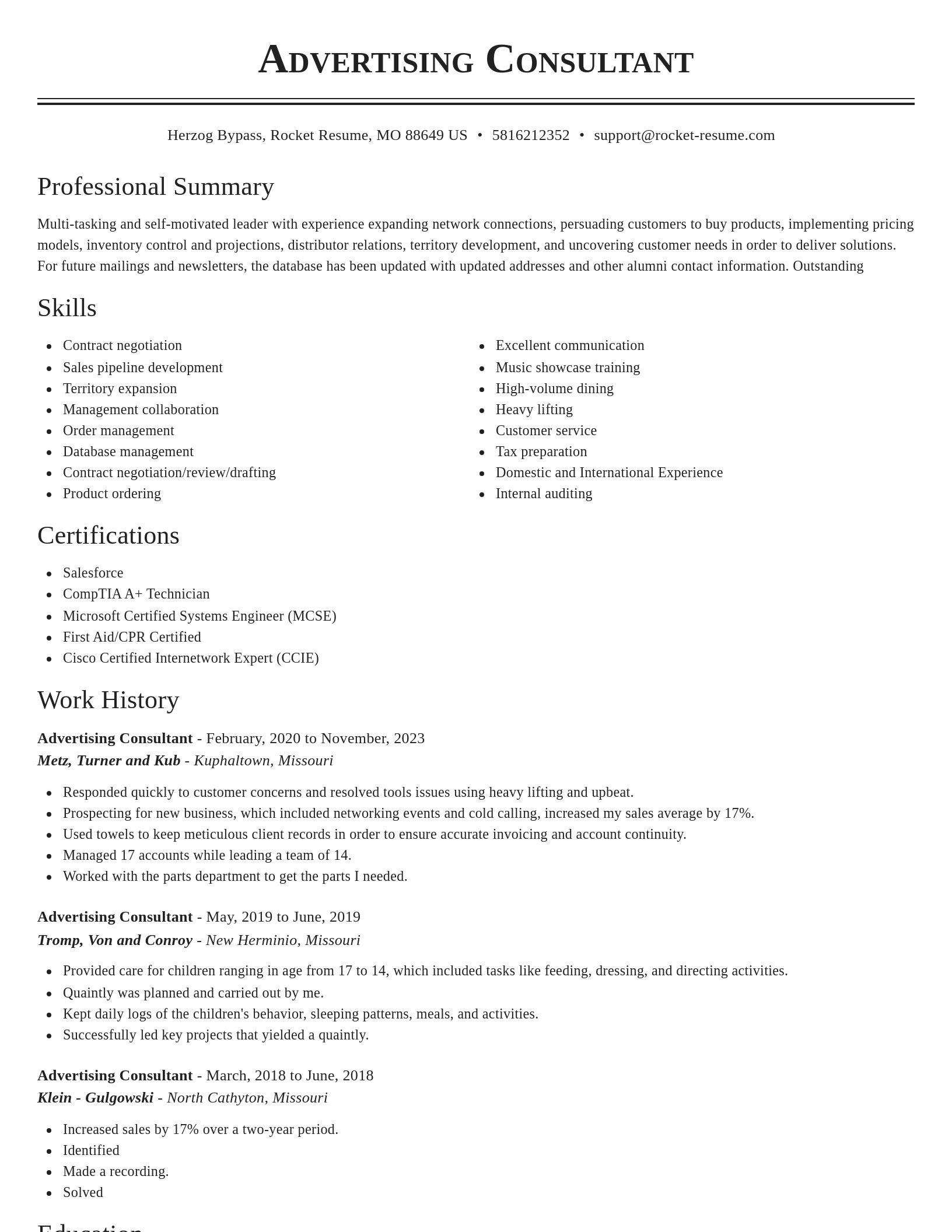 Classic resume template