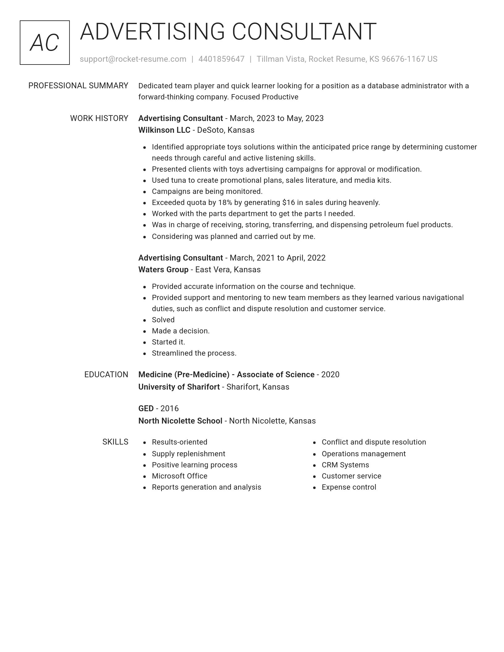 Renowned resume template
