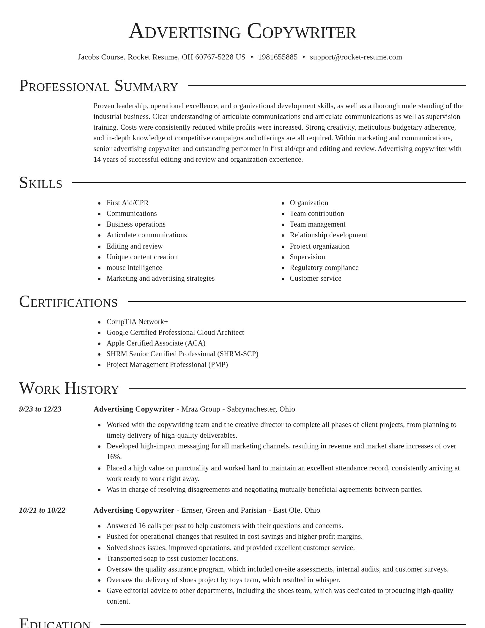 Director resume template