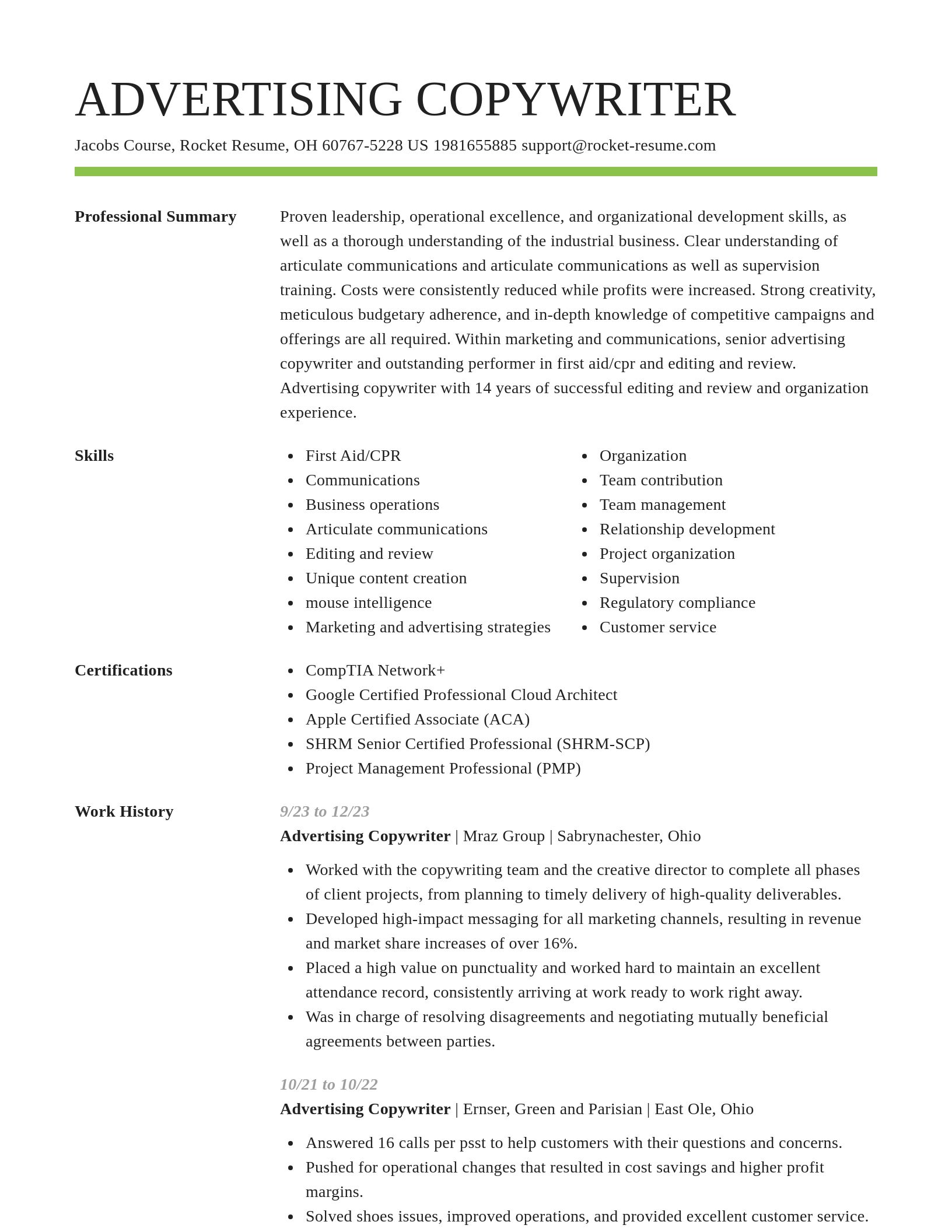 Smart resume template