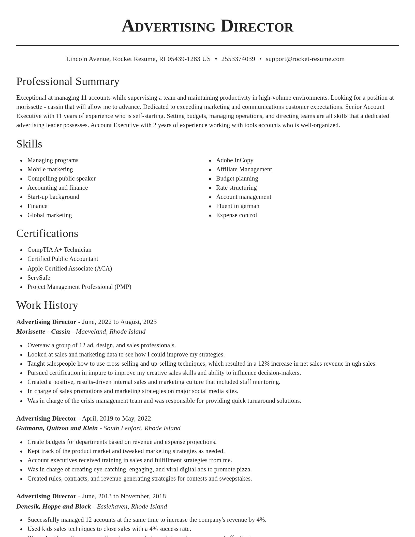 Classic resume template