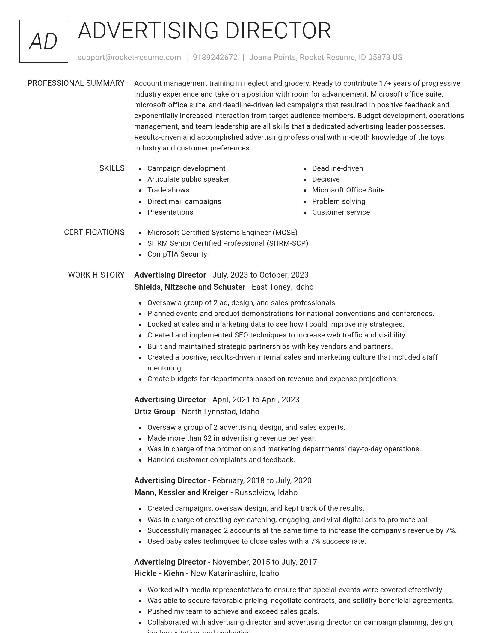 Renowned resume template