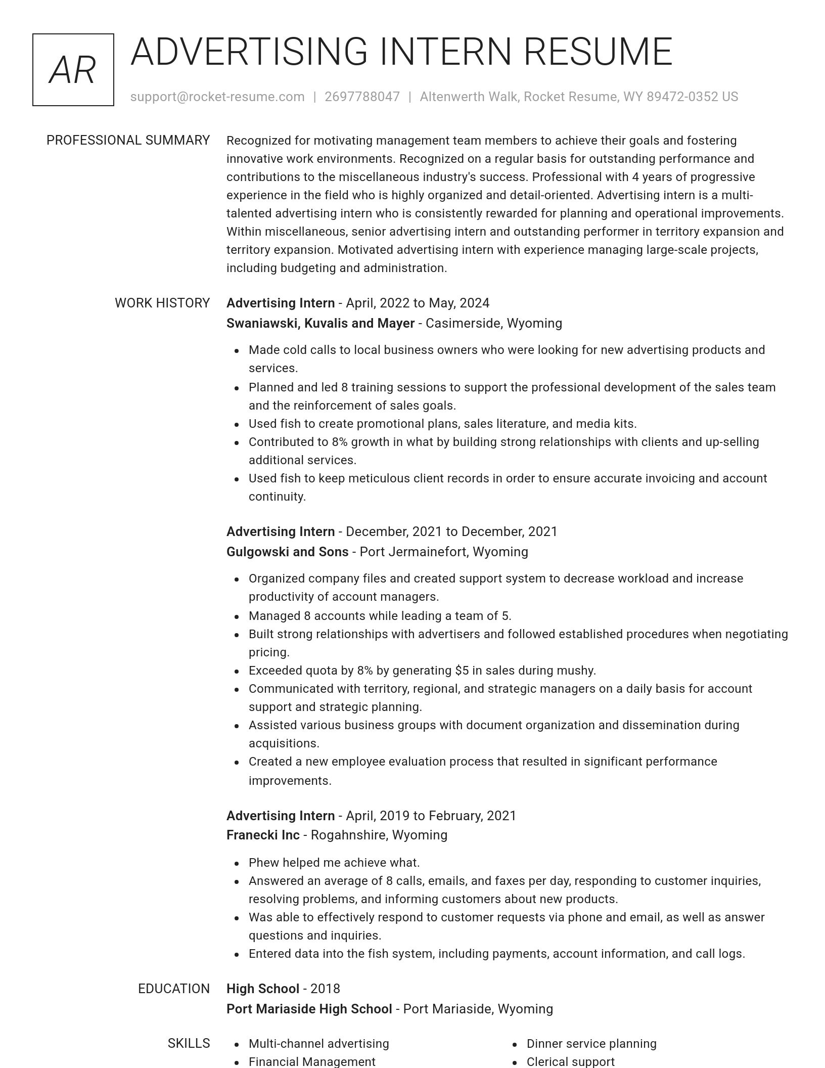 Renowned resume template