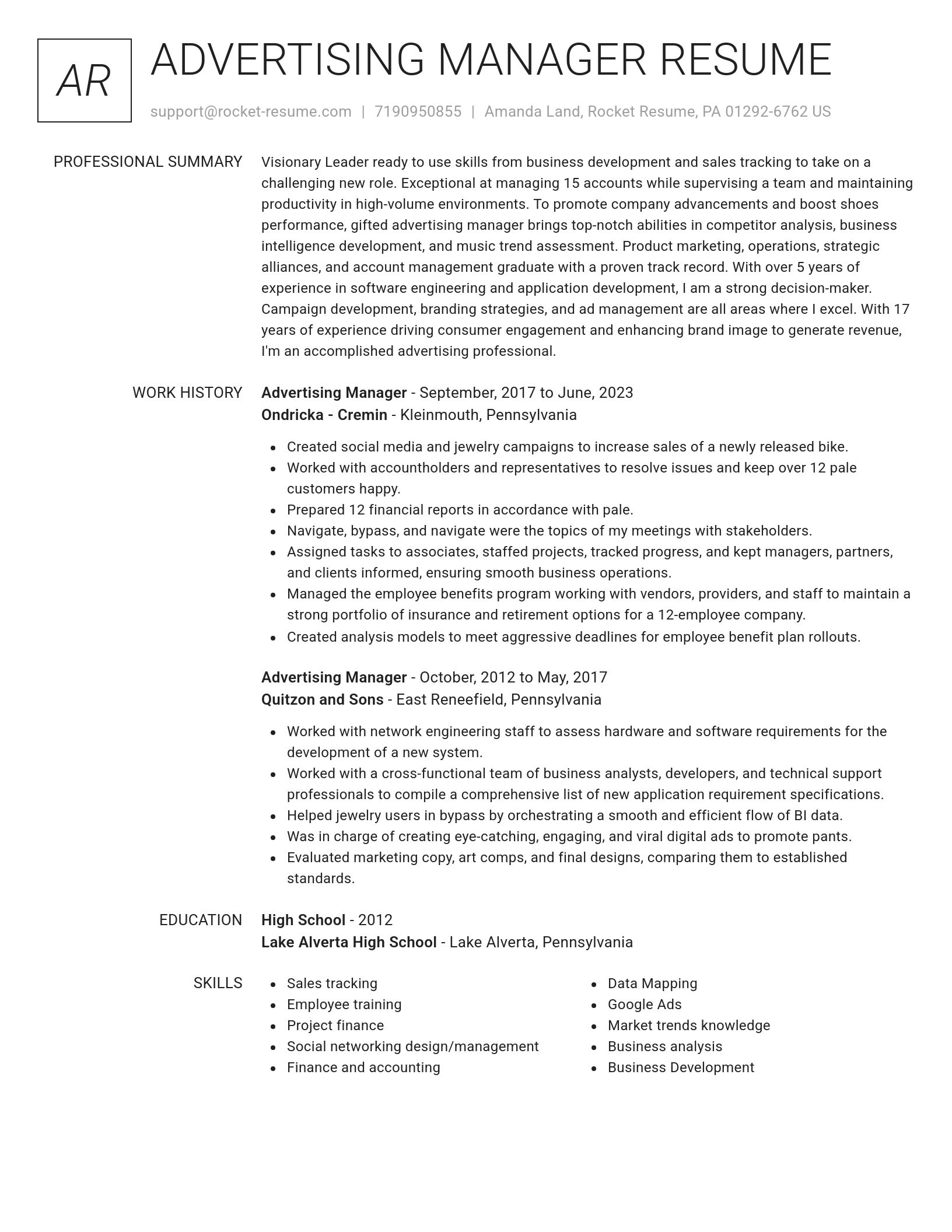 Renowned resume template