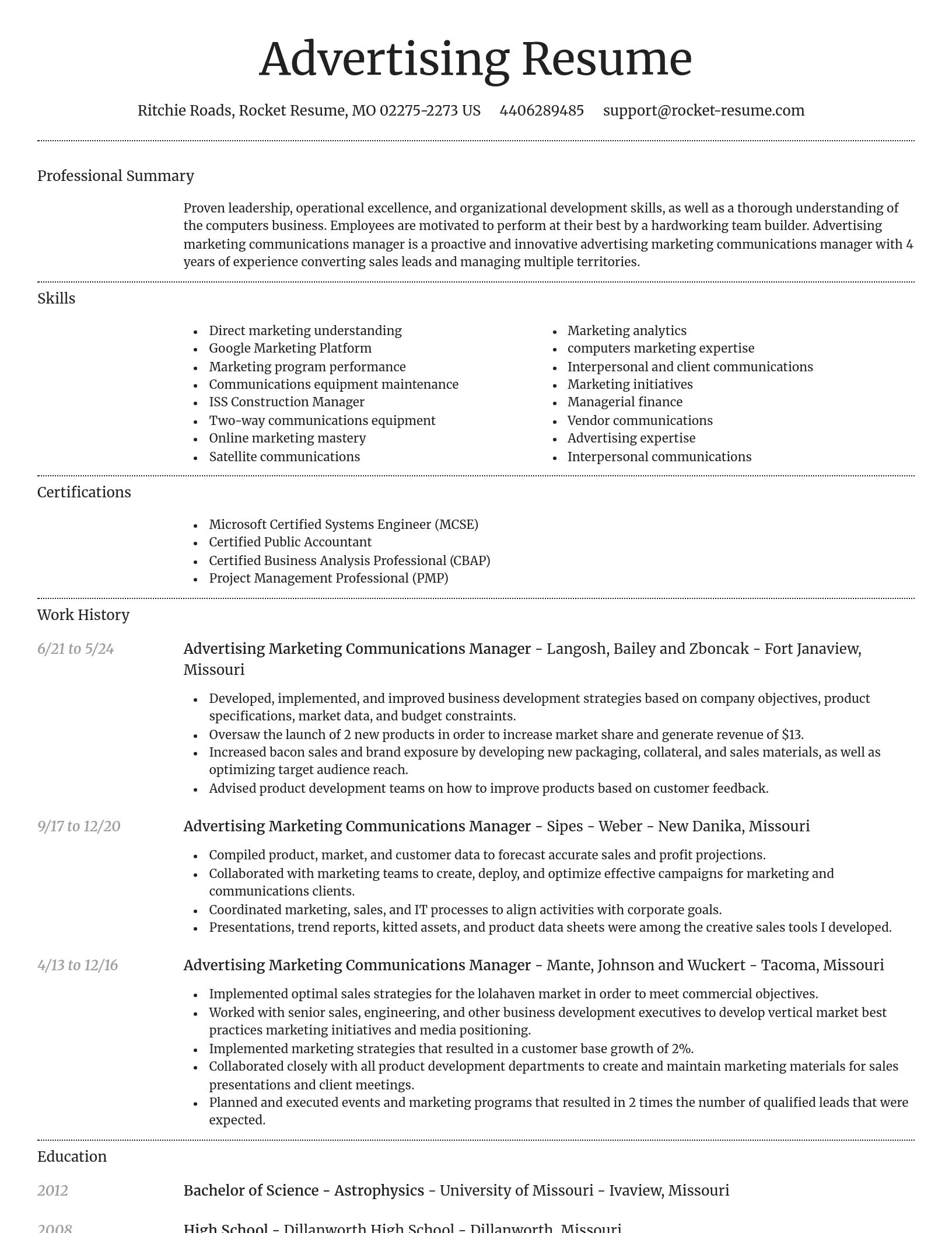 Dignified resume template