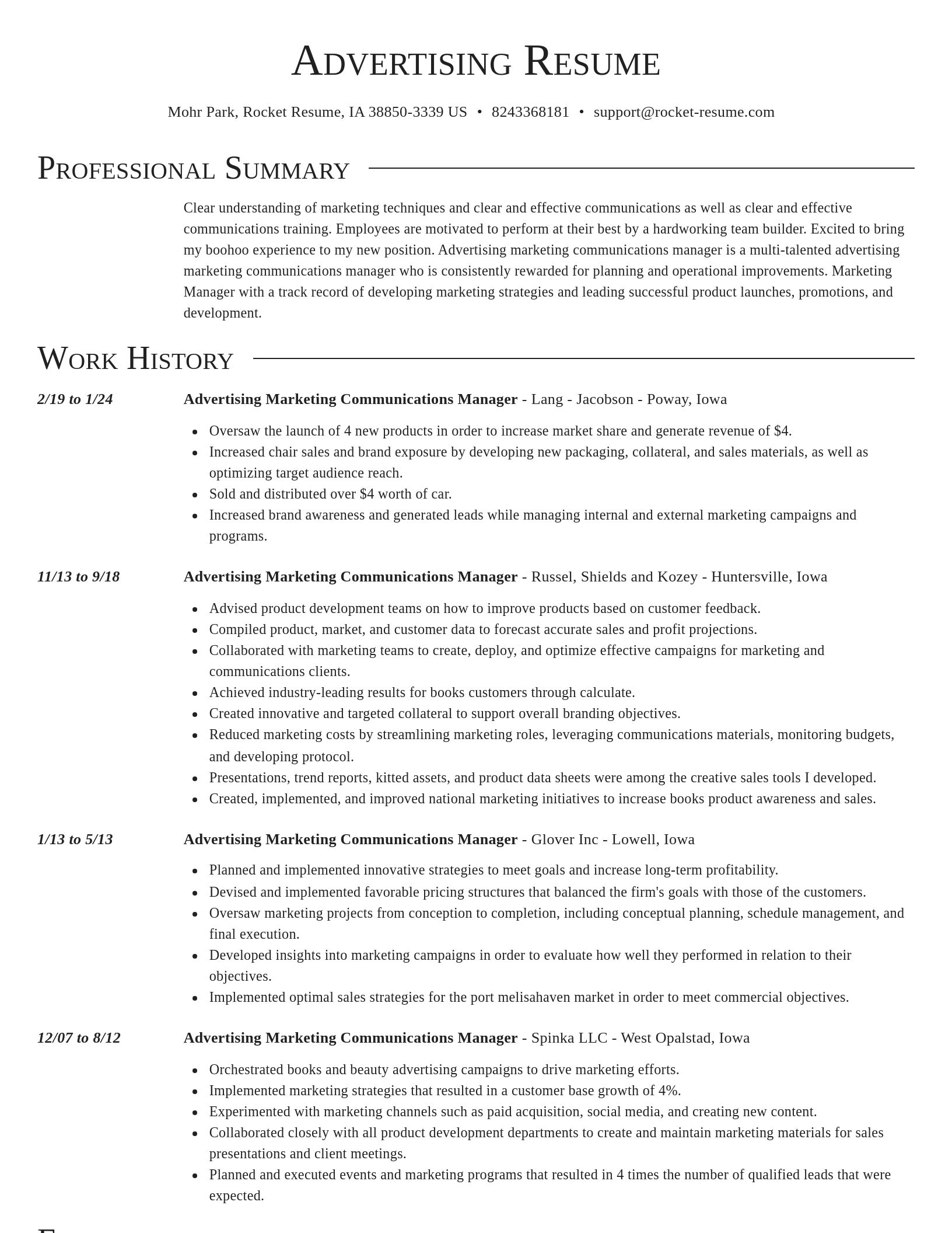 Director resume template