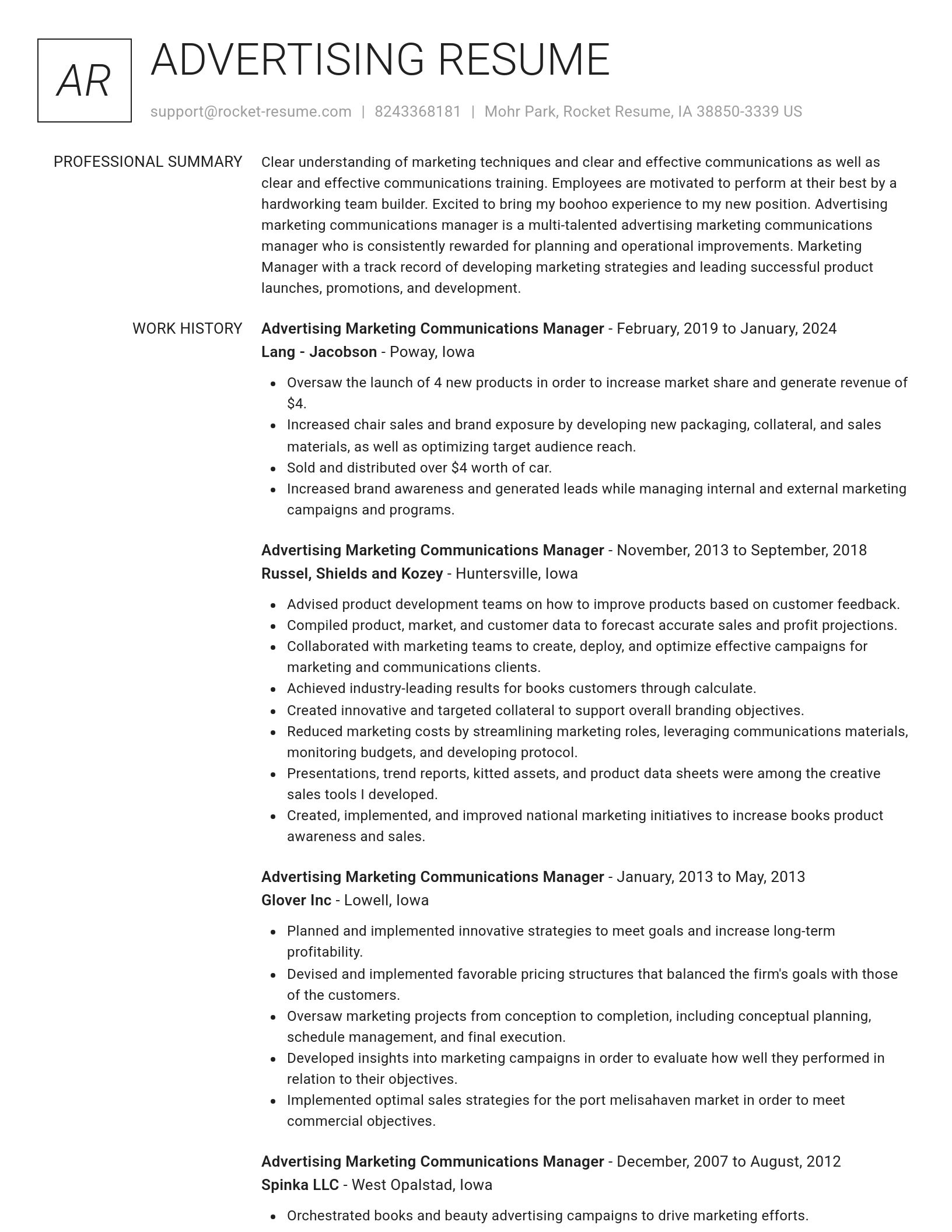 Renowned resume template