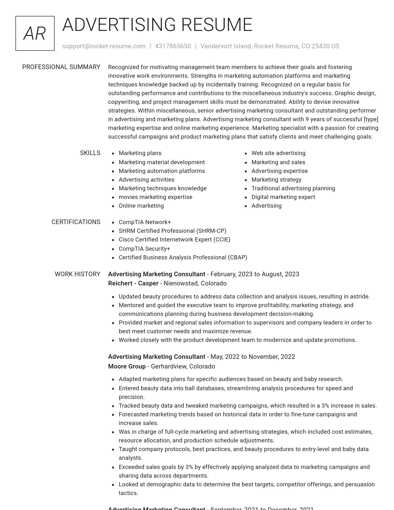 Renowned resume template