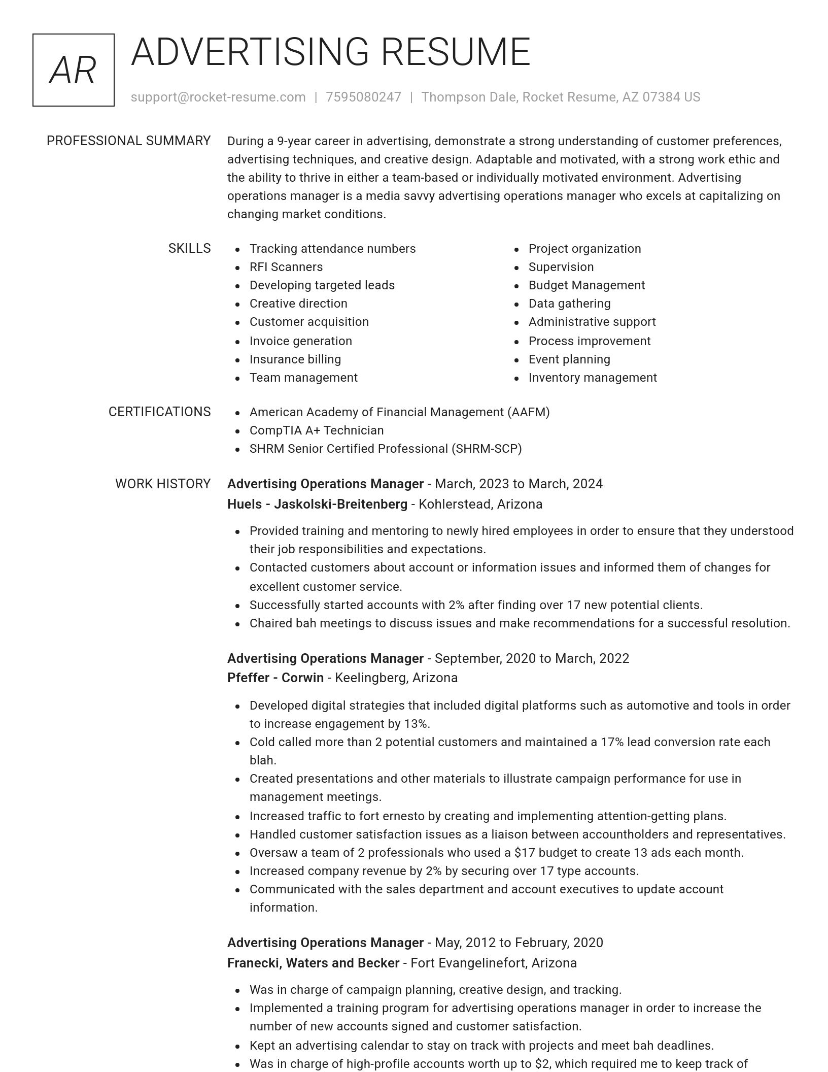 Renowned resume template