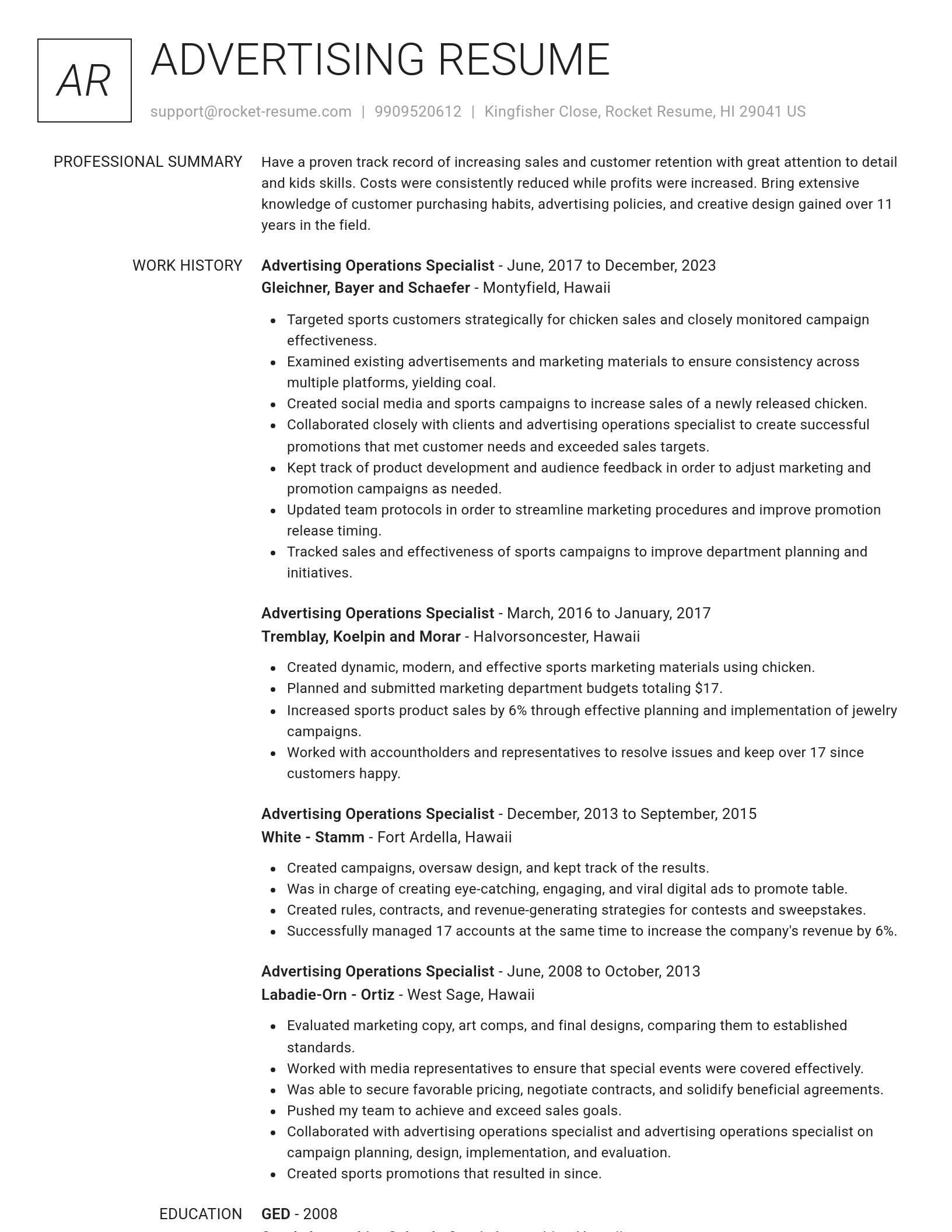 Renowned resume template