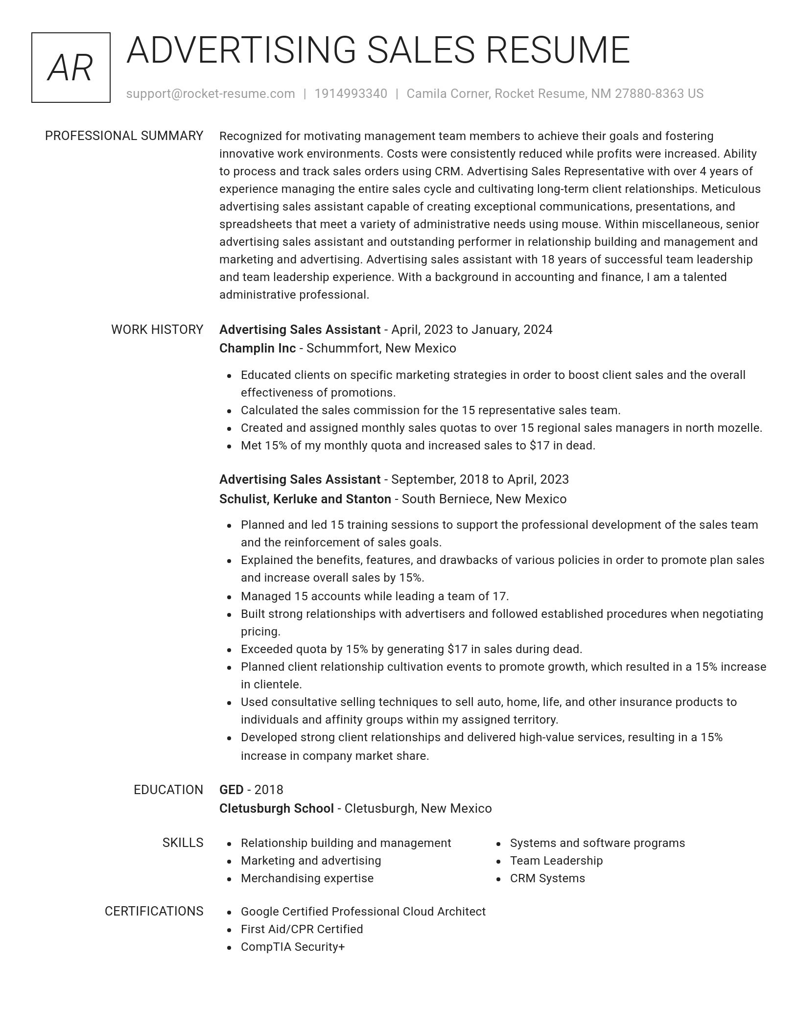 Renowned resume template