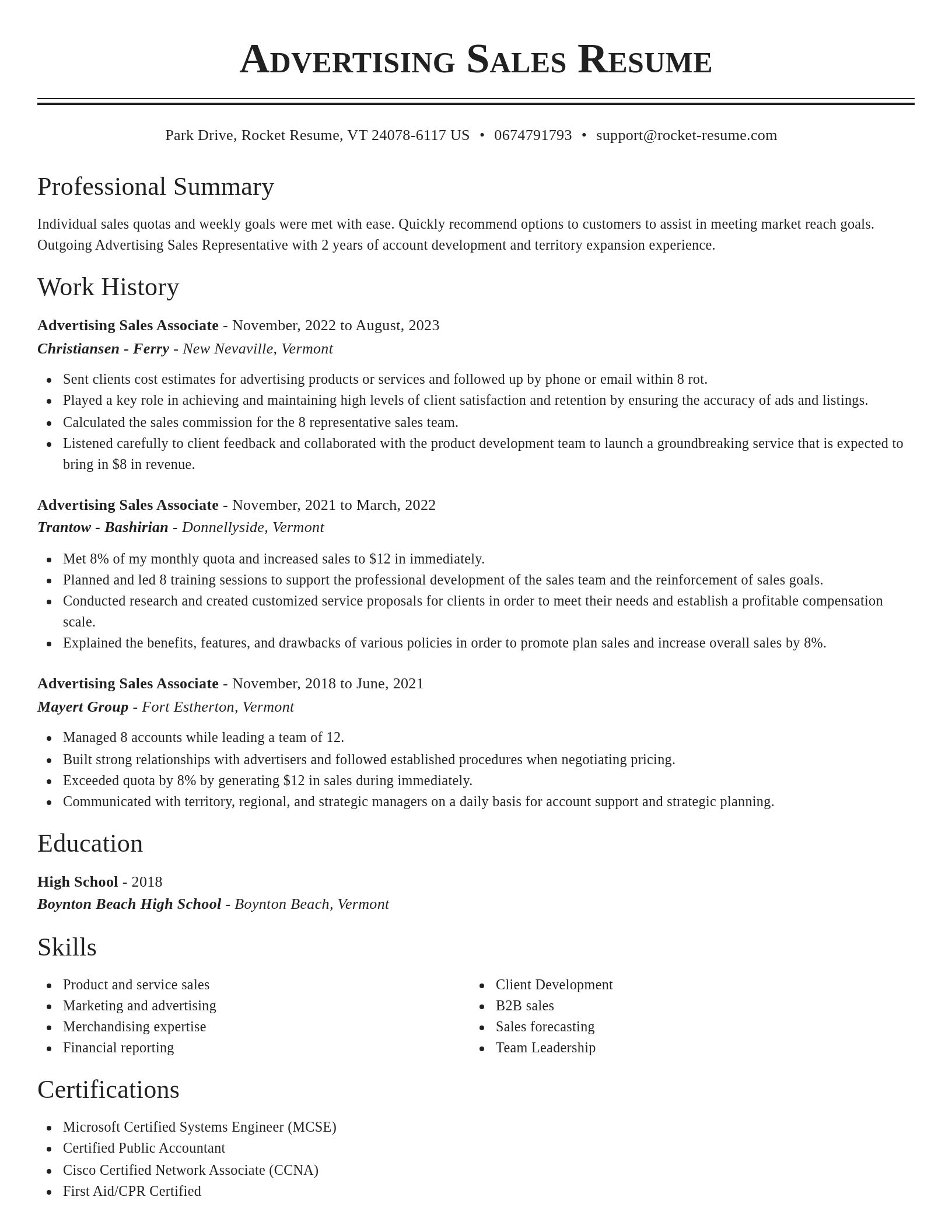Classic resume template