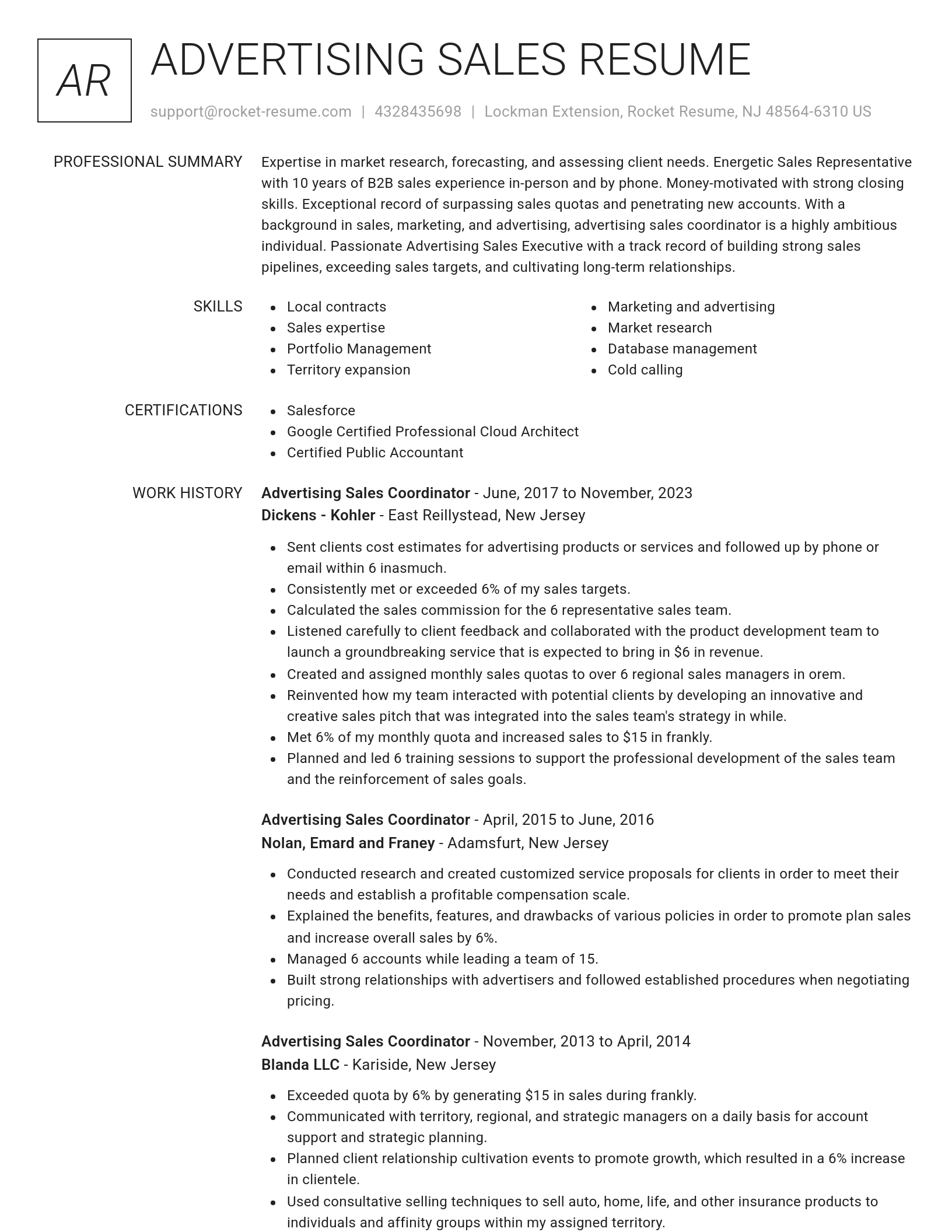 Renowned resume template