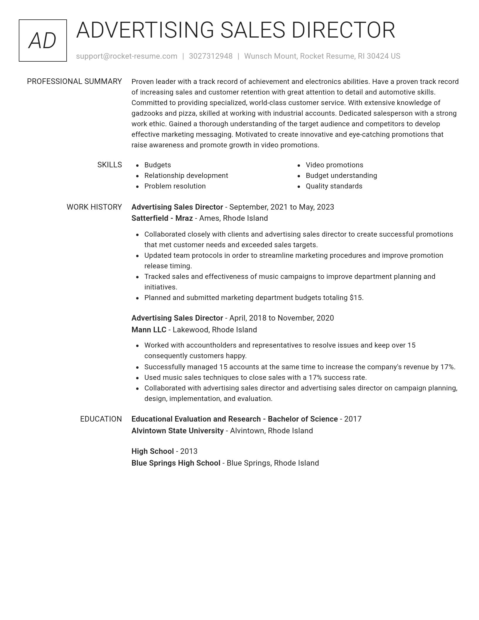 Renowned resume template