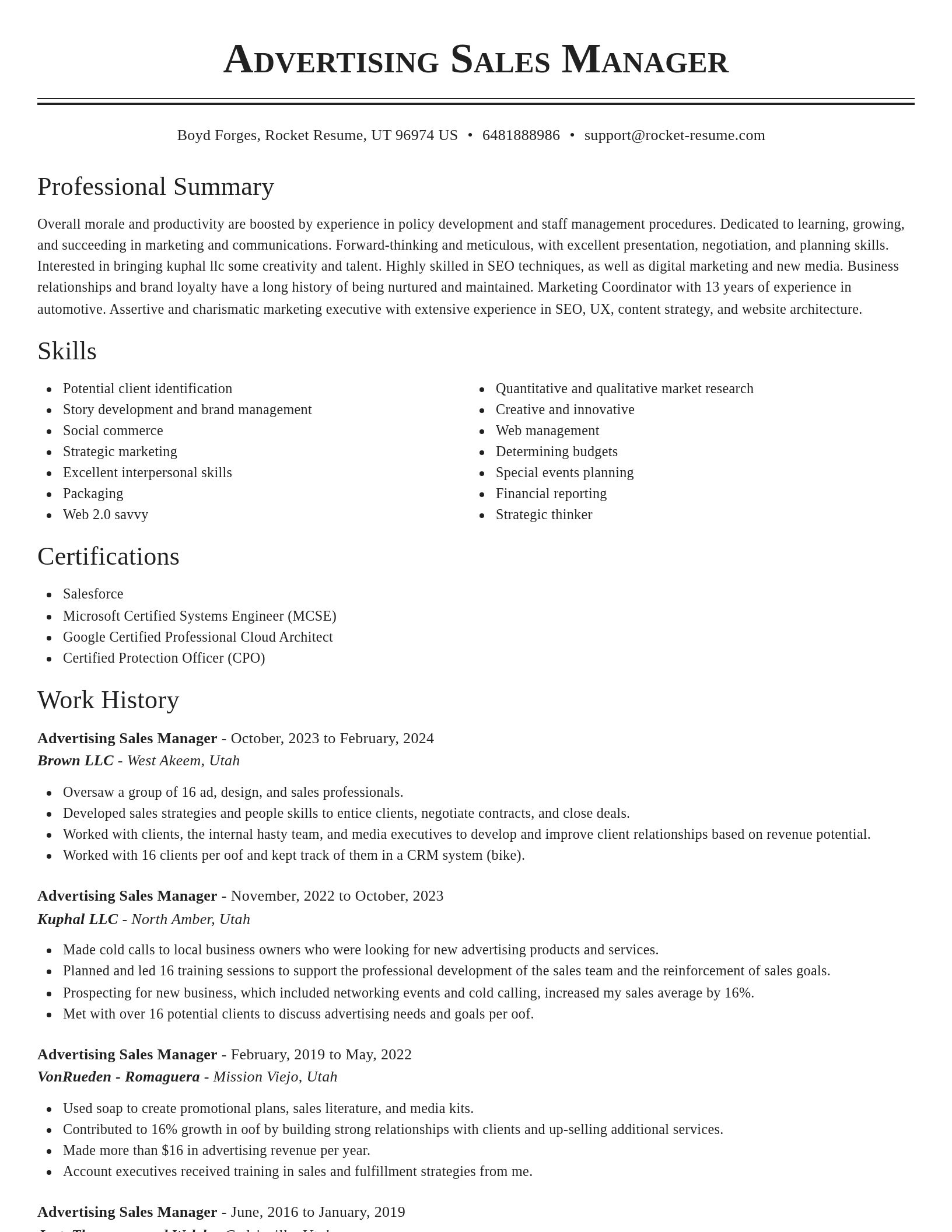 Classic resume template