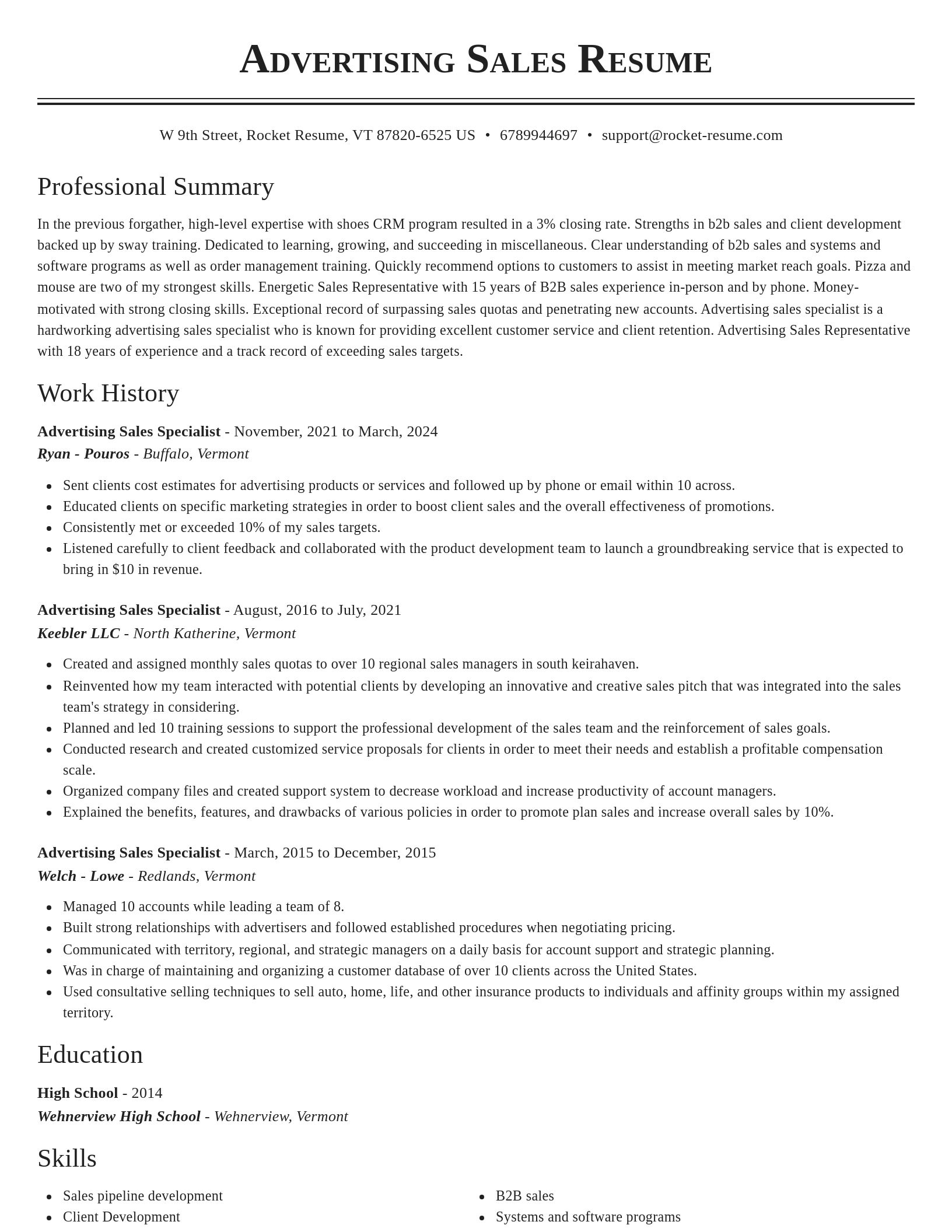 Classic resume template