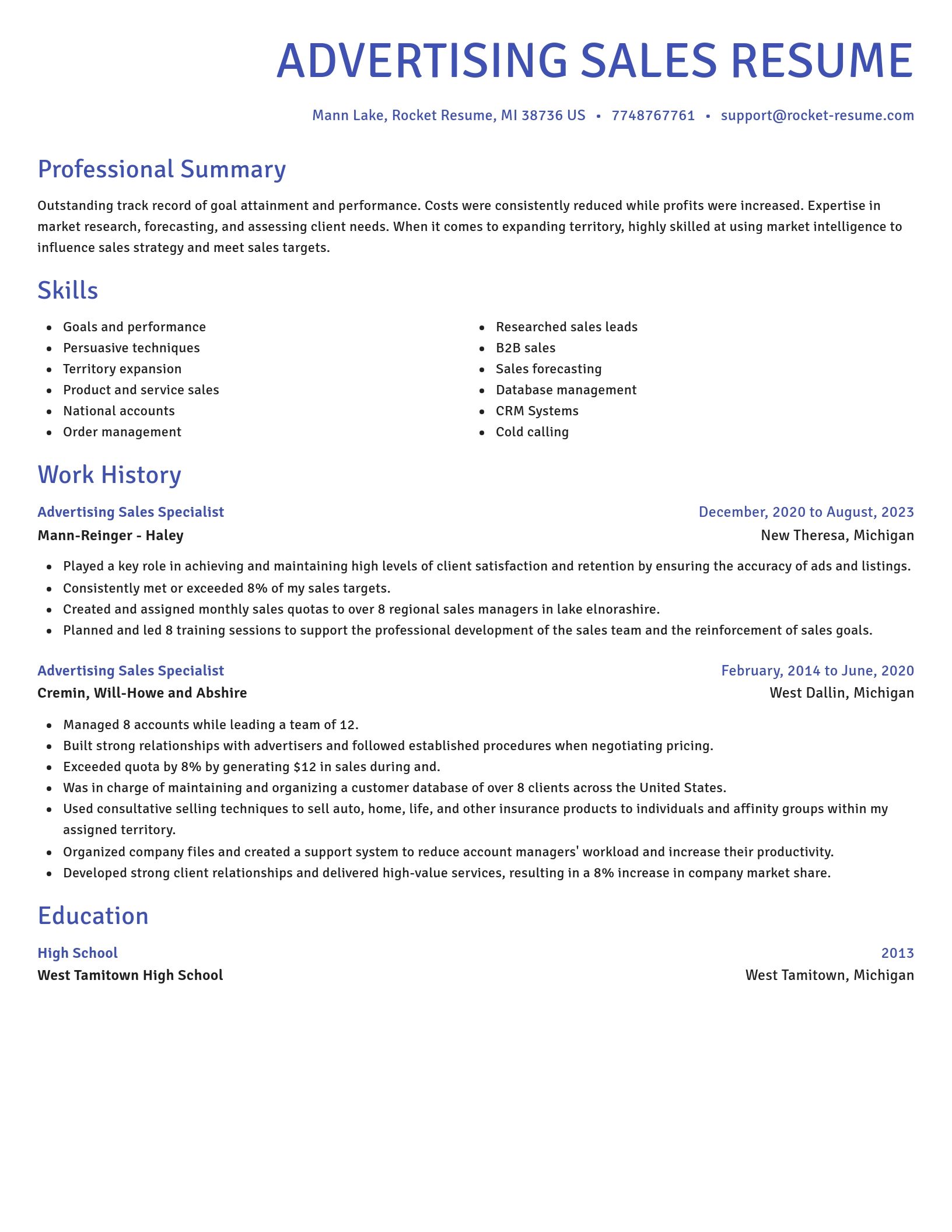 Novel resume template