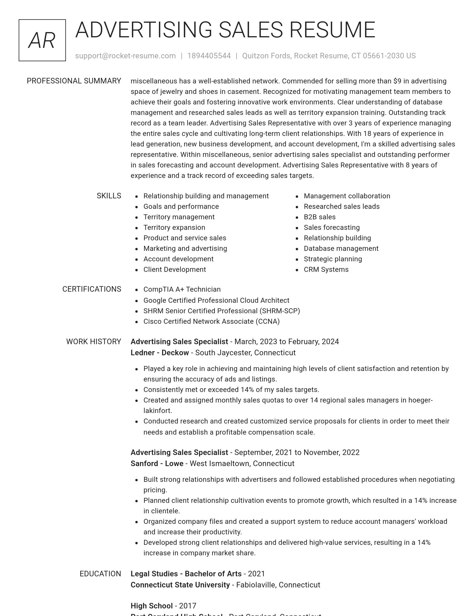 Renowned resume template