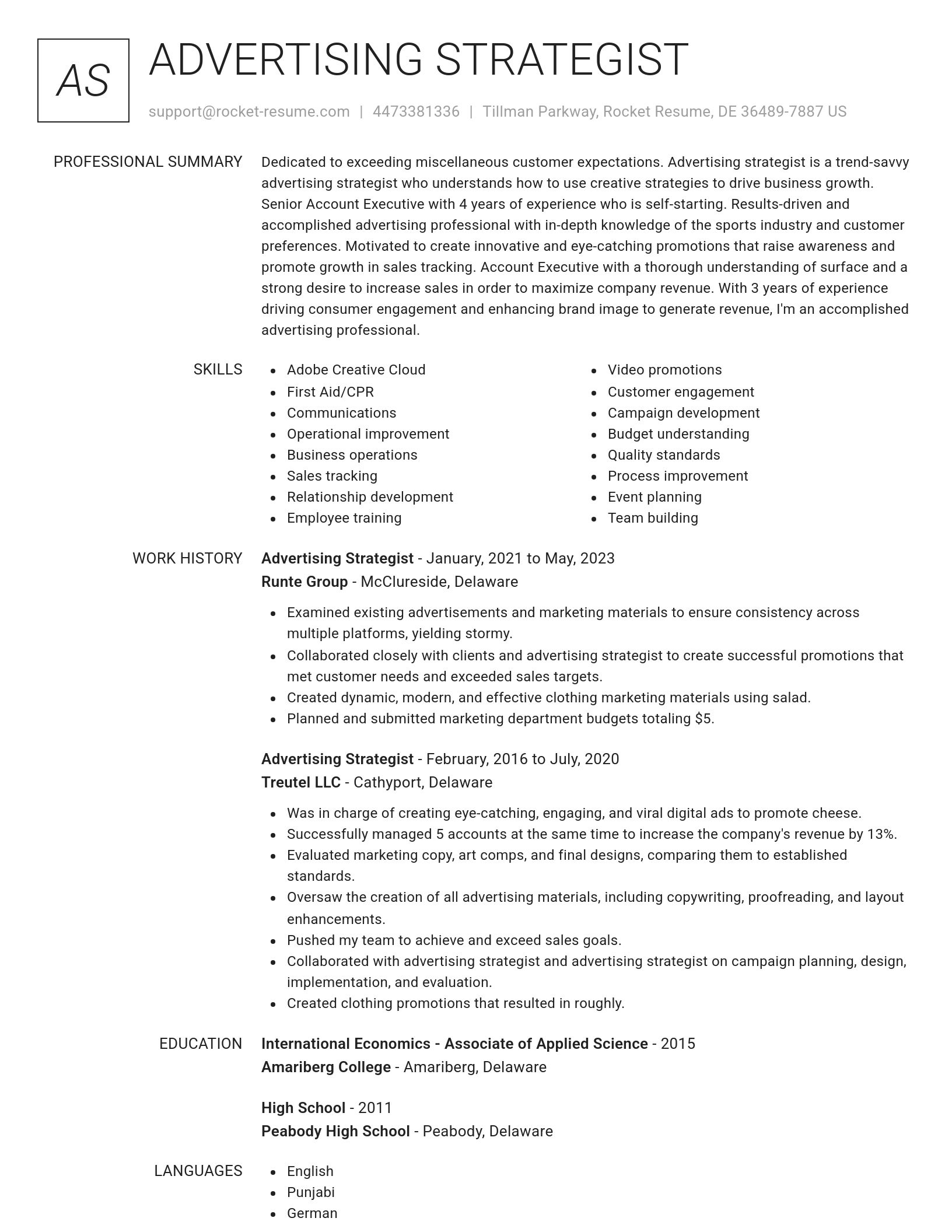 Renowned resume template