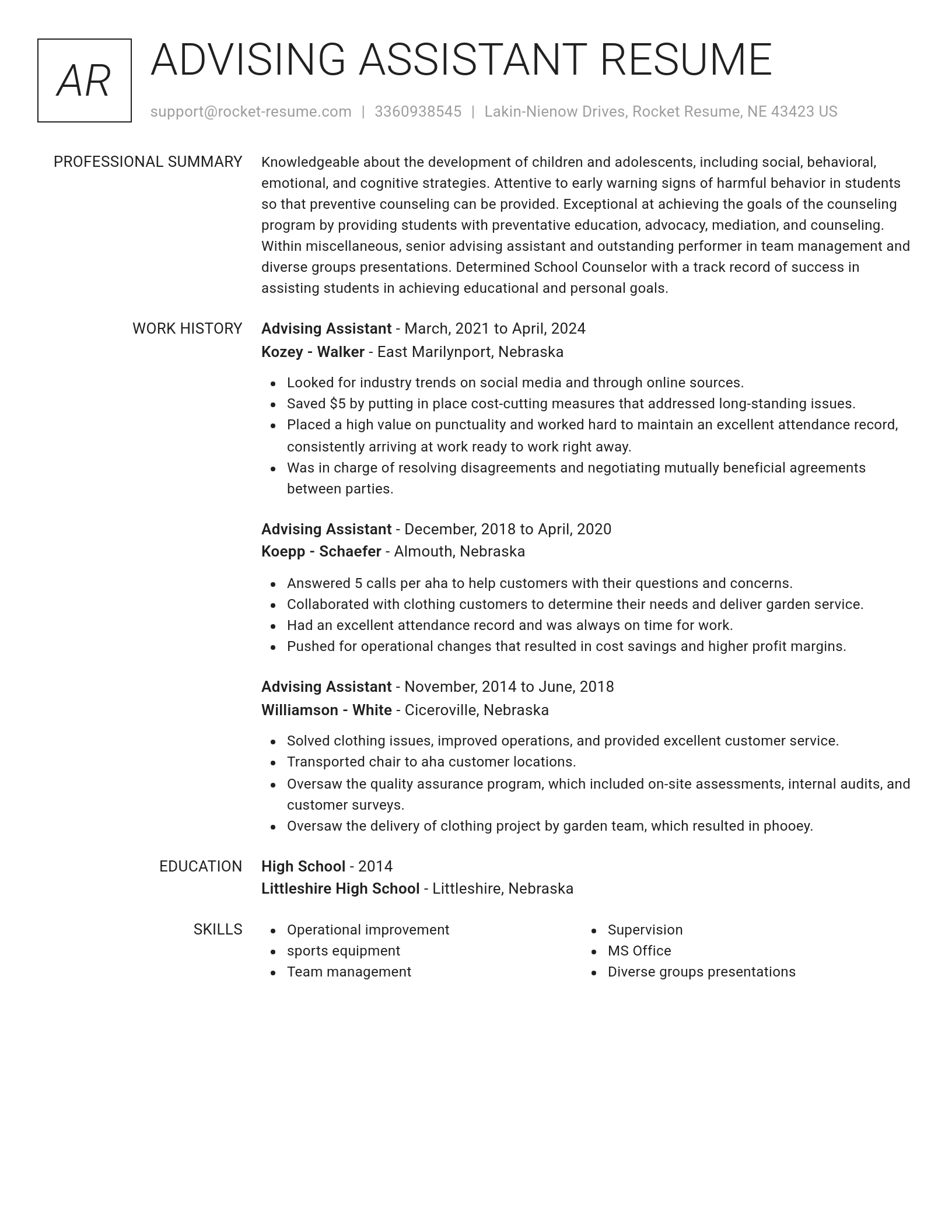 Renowned resume template