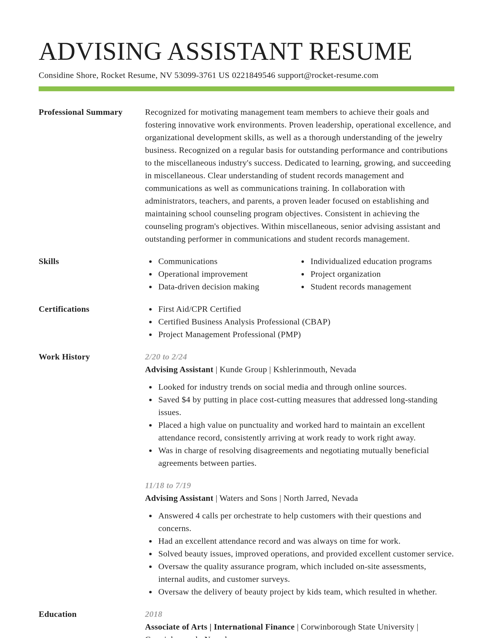 Smart resume template