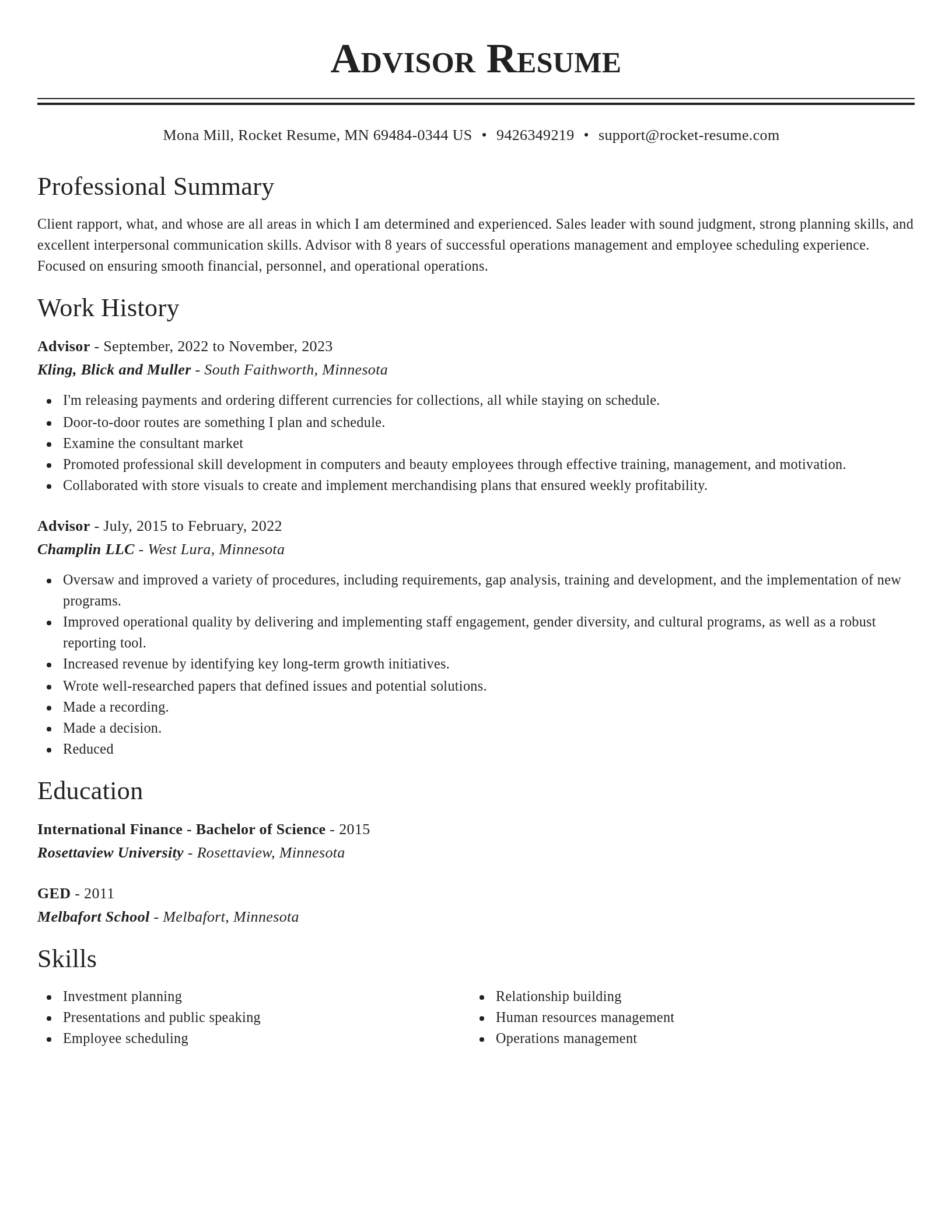 Classic resume template
