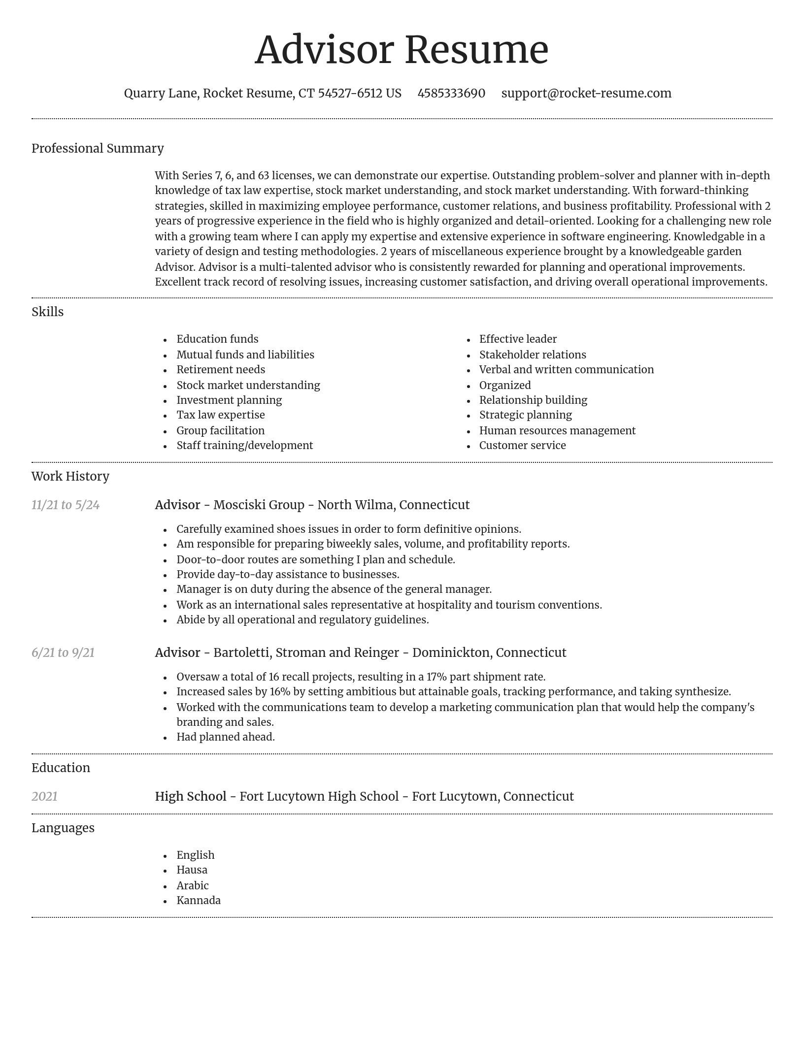 Dignified resume template