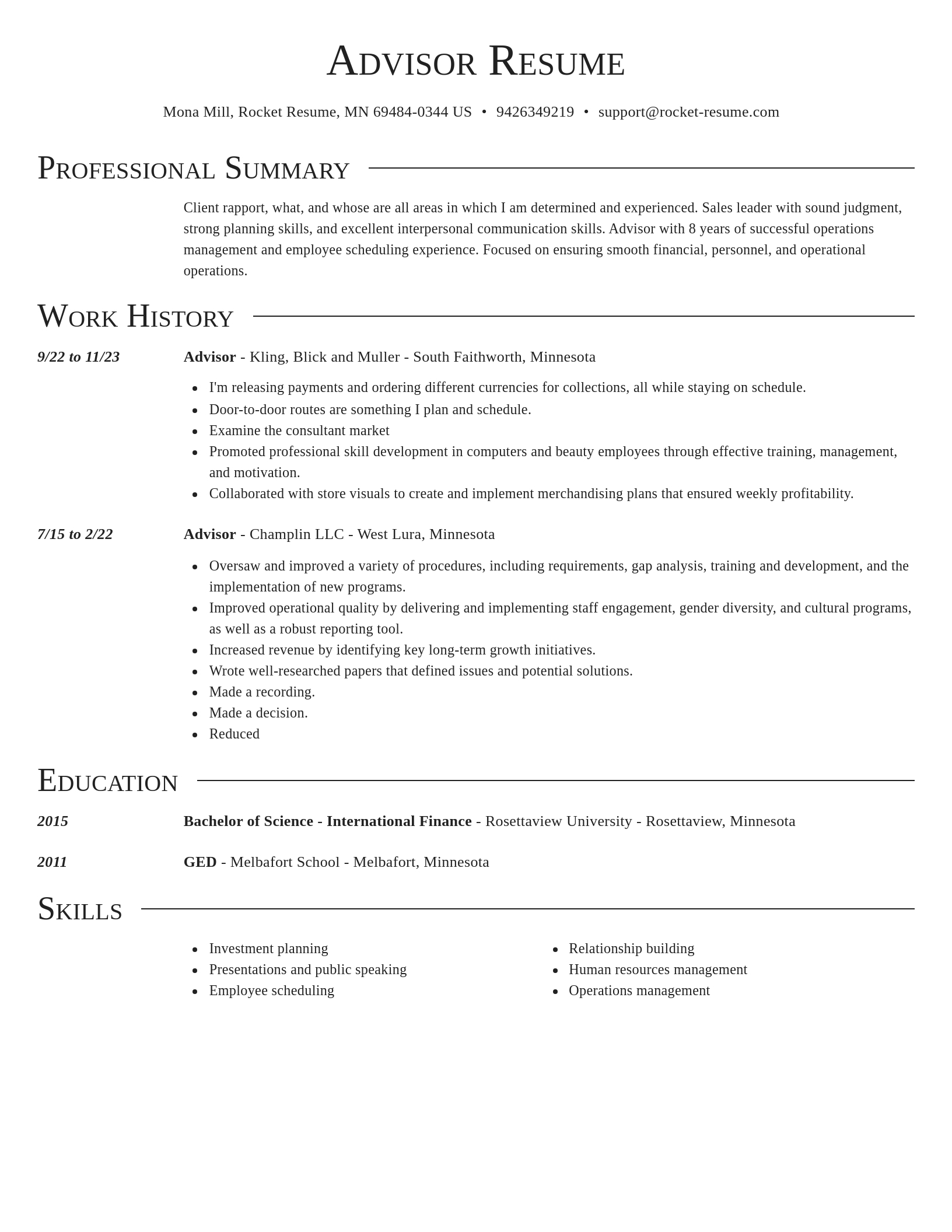 Director resume template