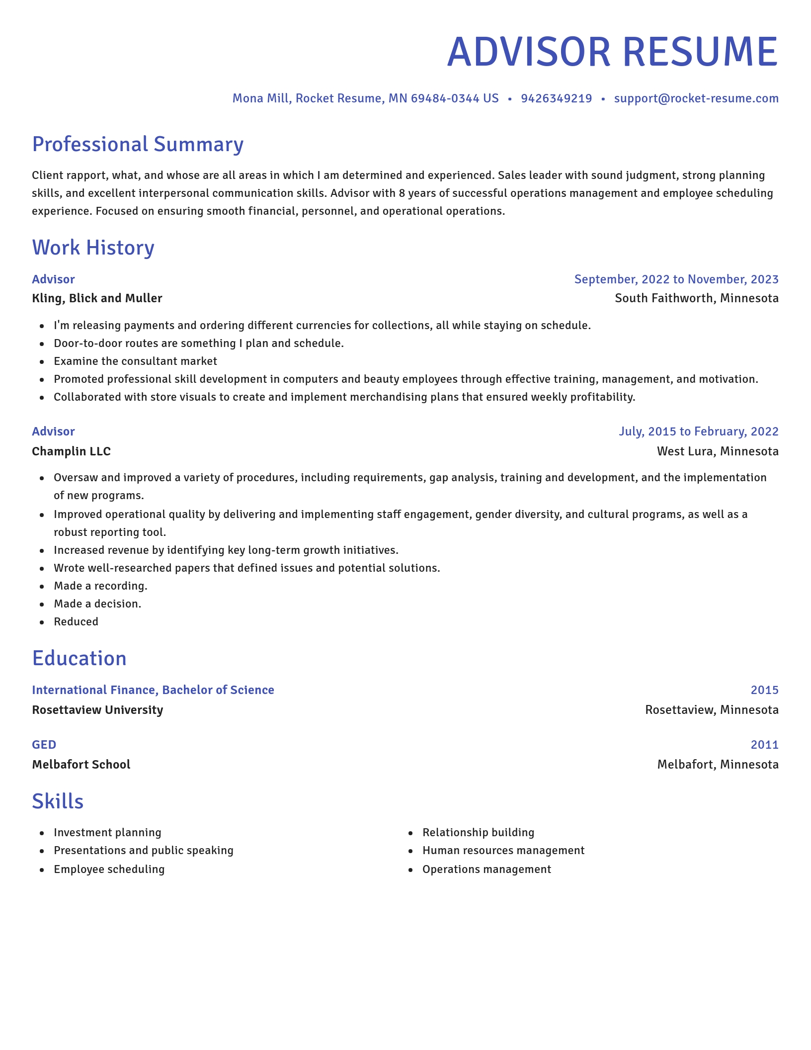 Novel resume template