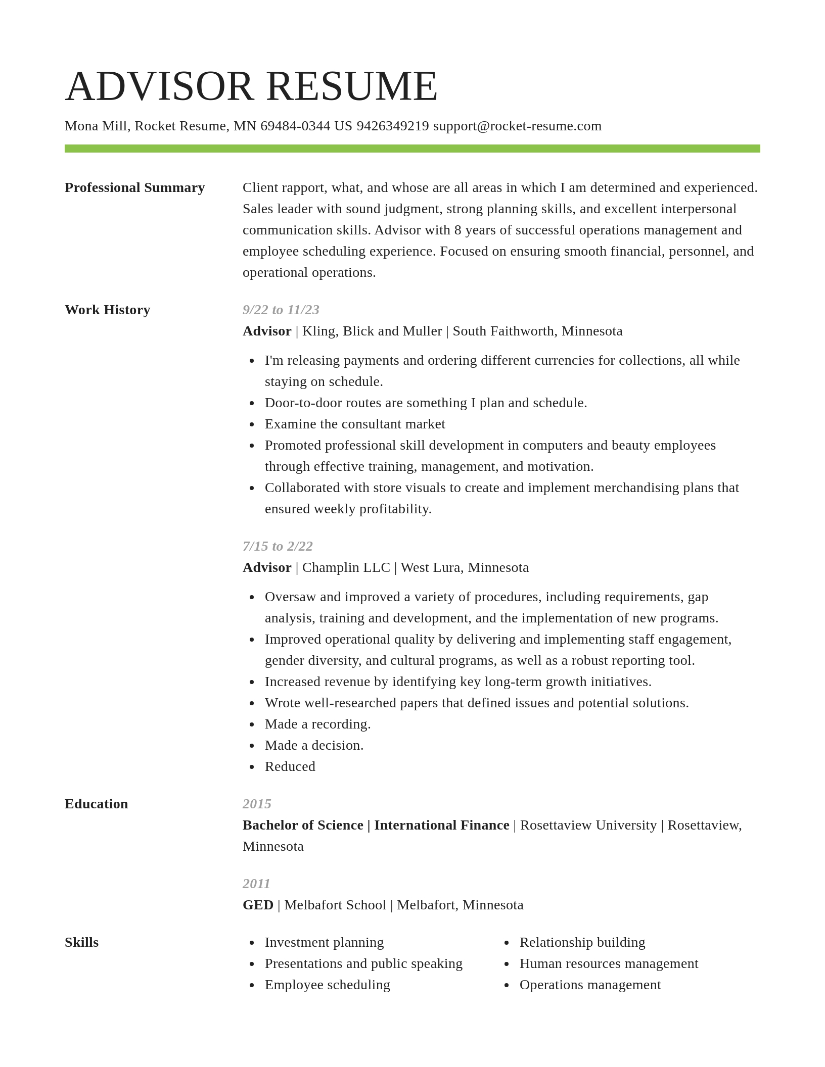 Smart resume template