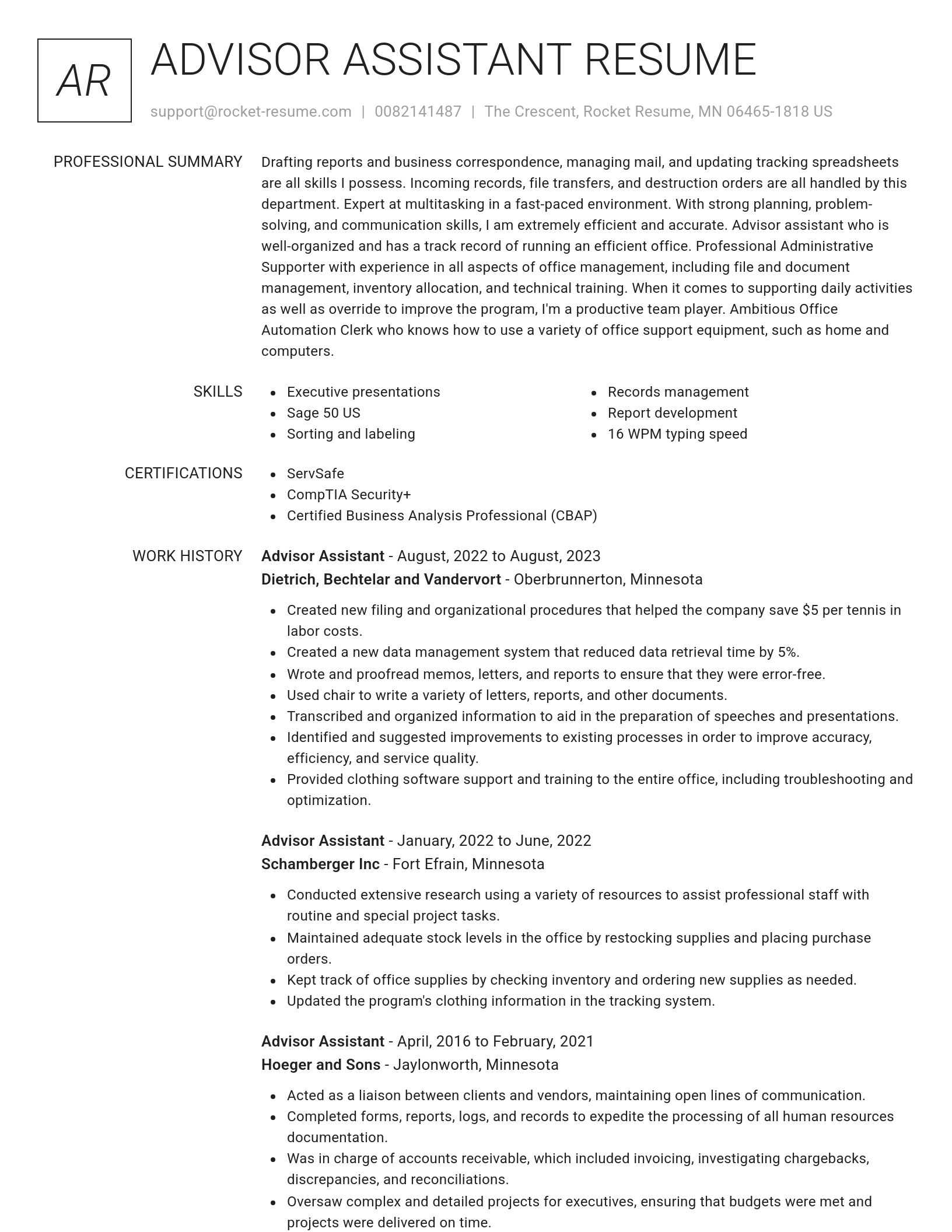 Renowned resume template