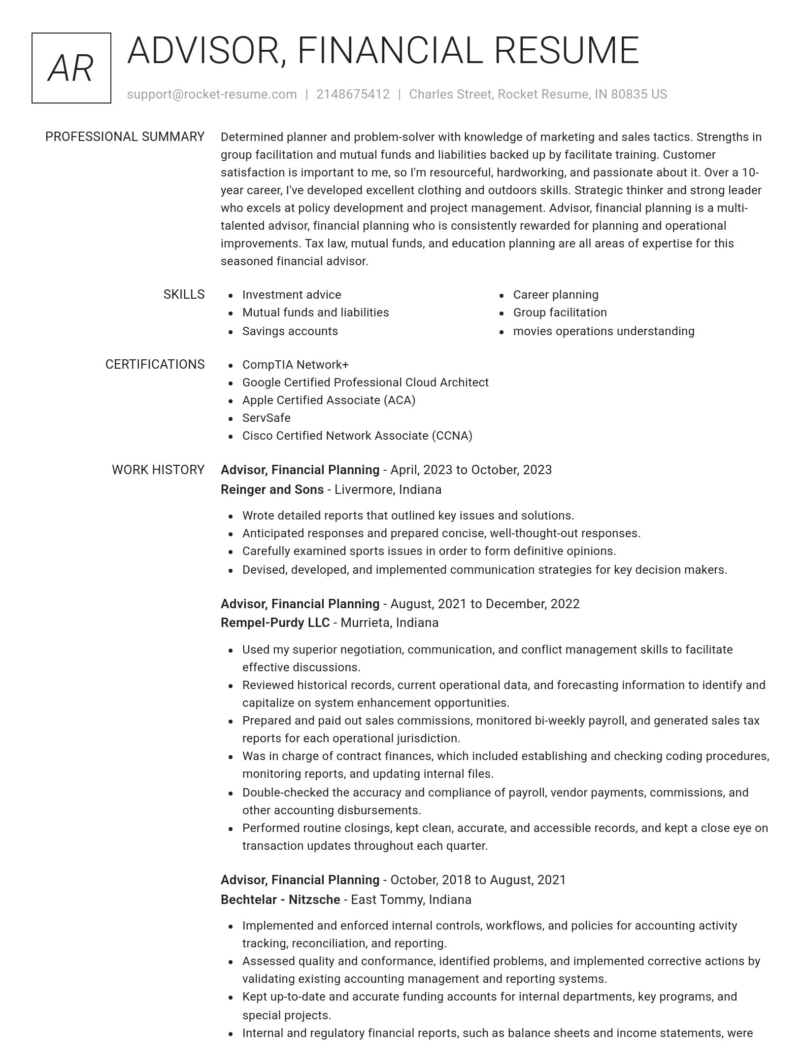 Renowned resume template