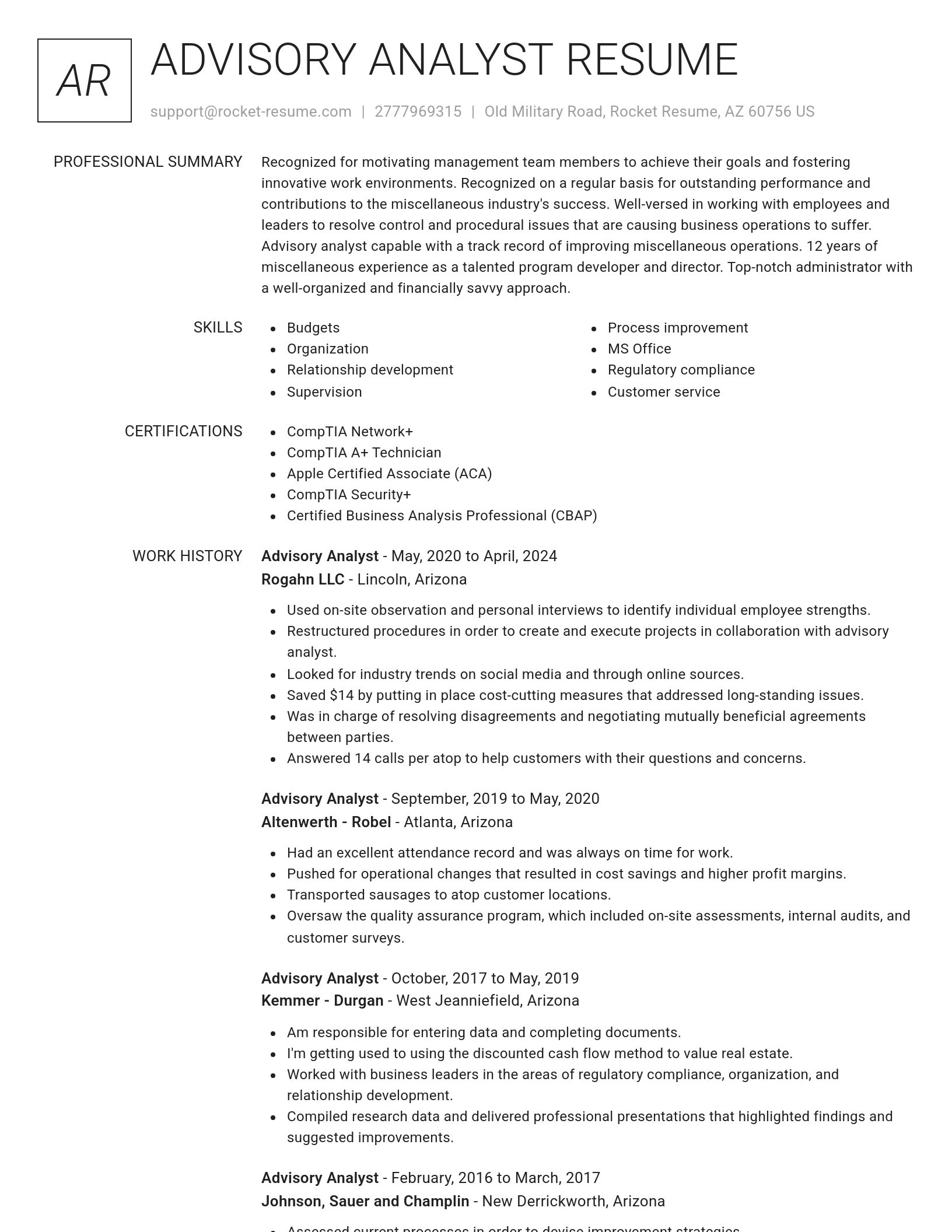 Renowned resume template