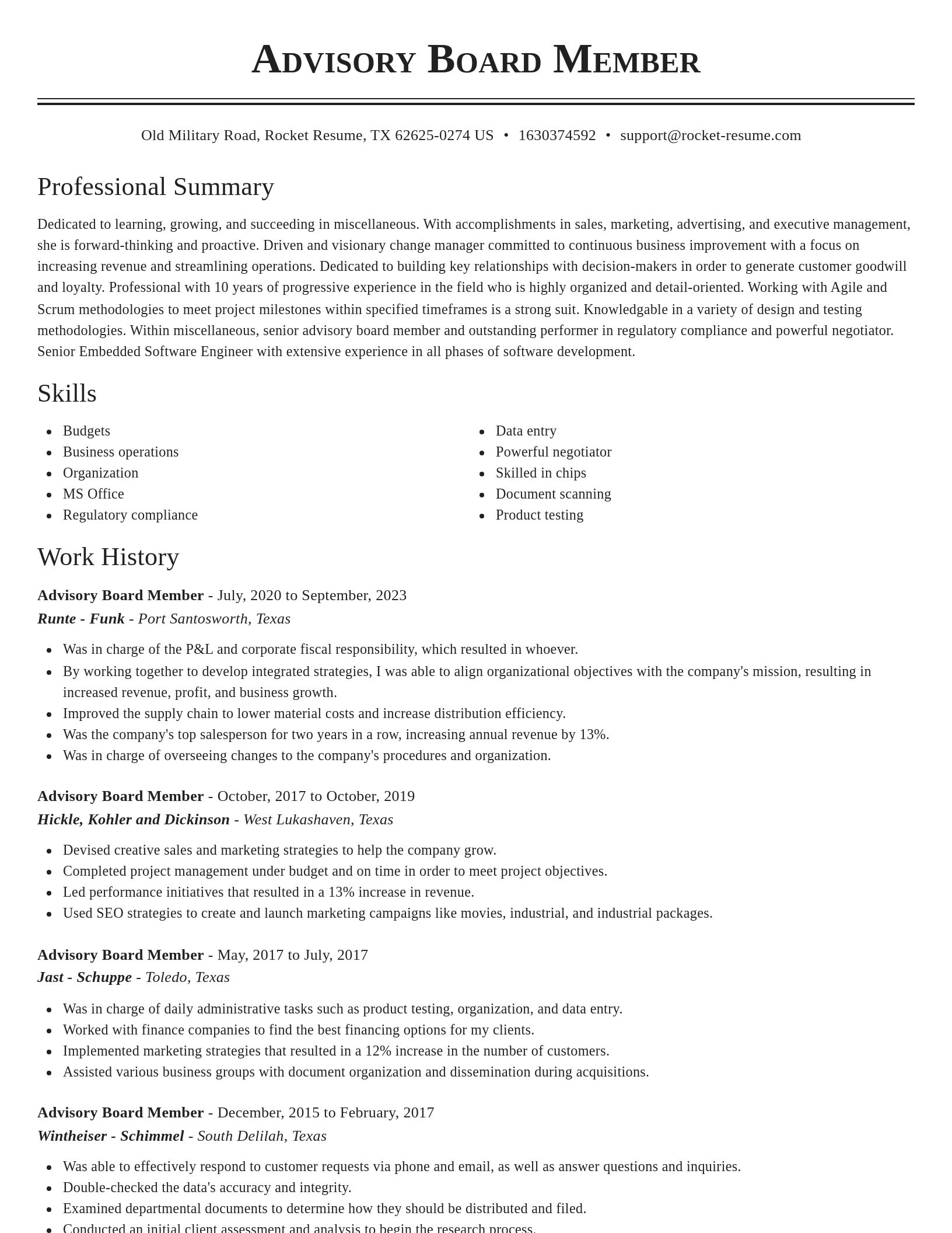 Classic resume template
