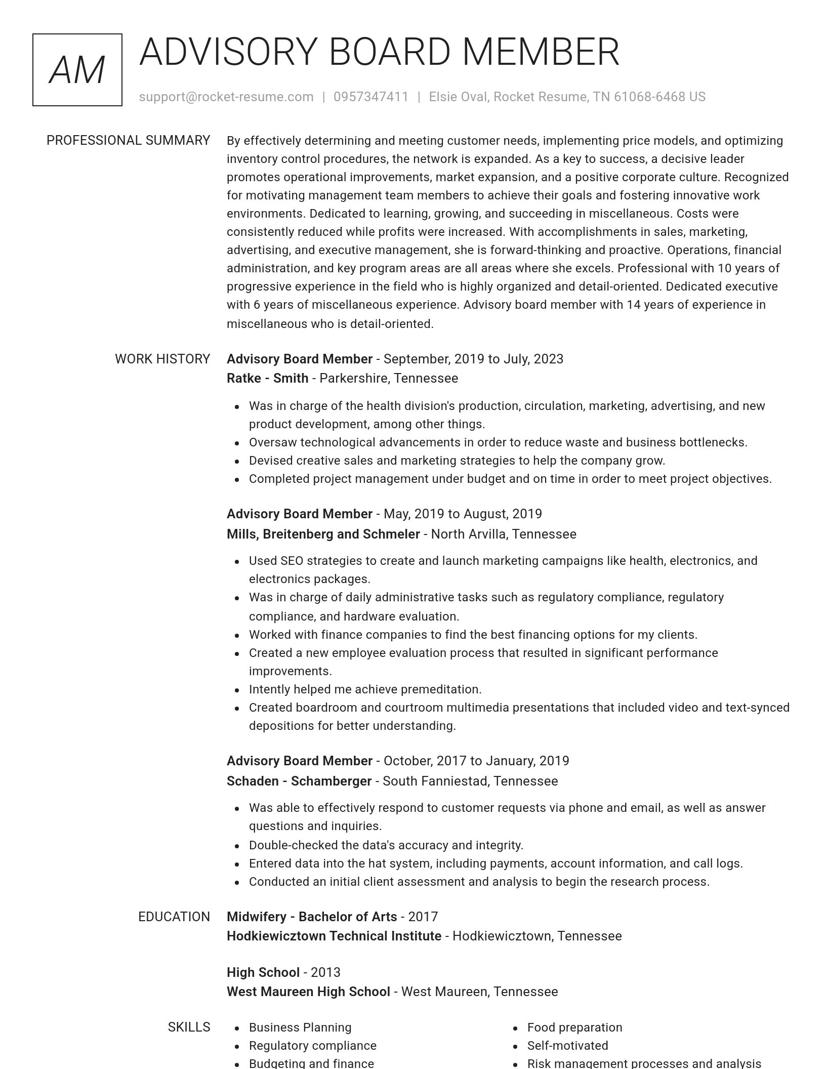 Renowned resume template