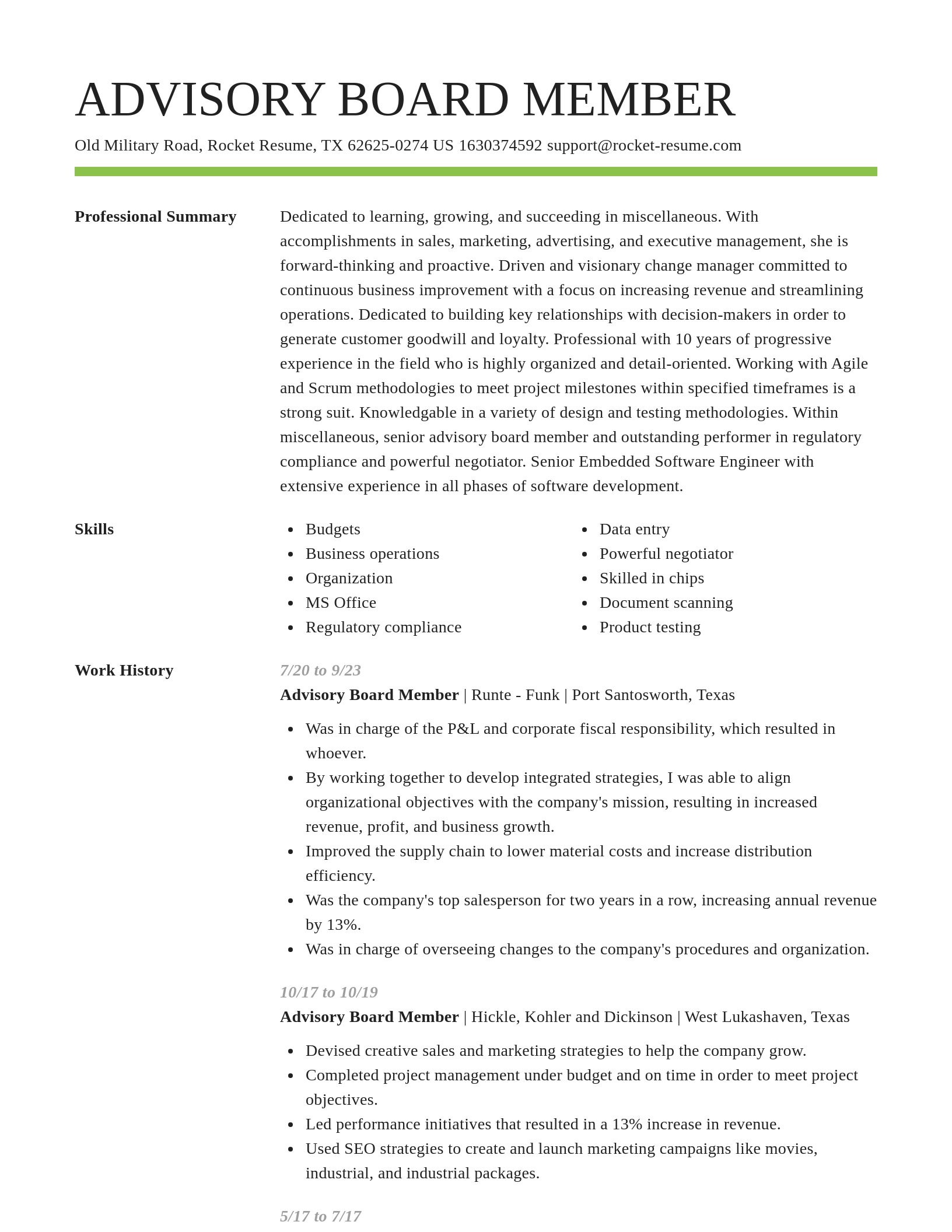 Smart resume template