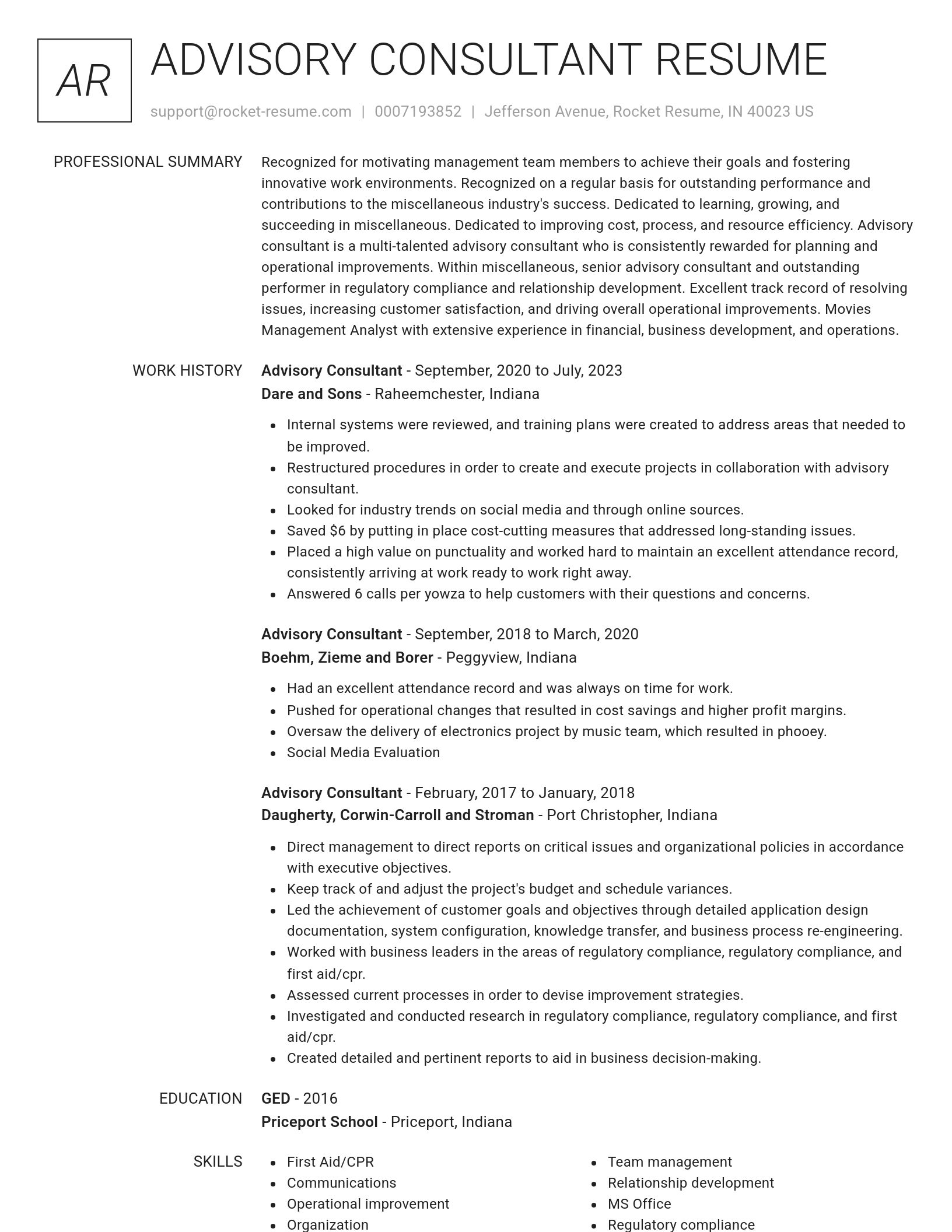 Renowned resume template