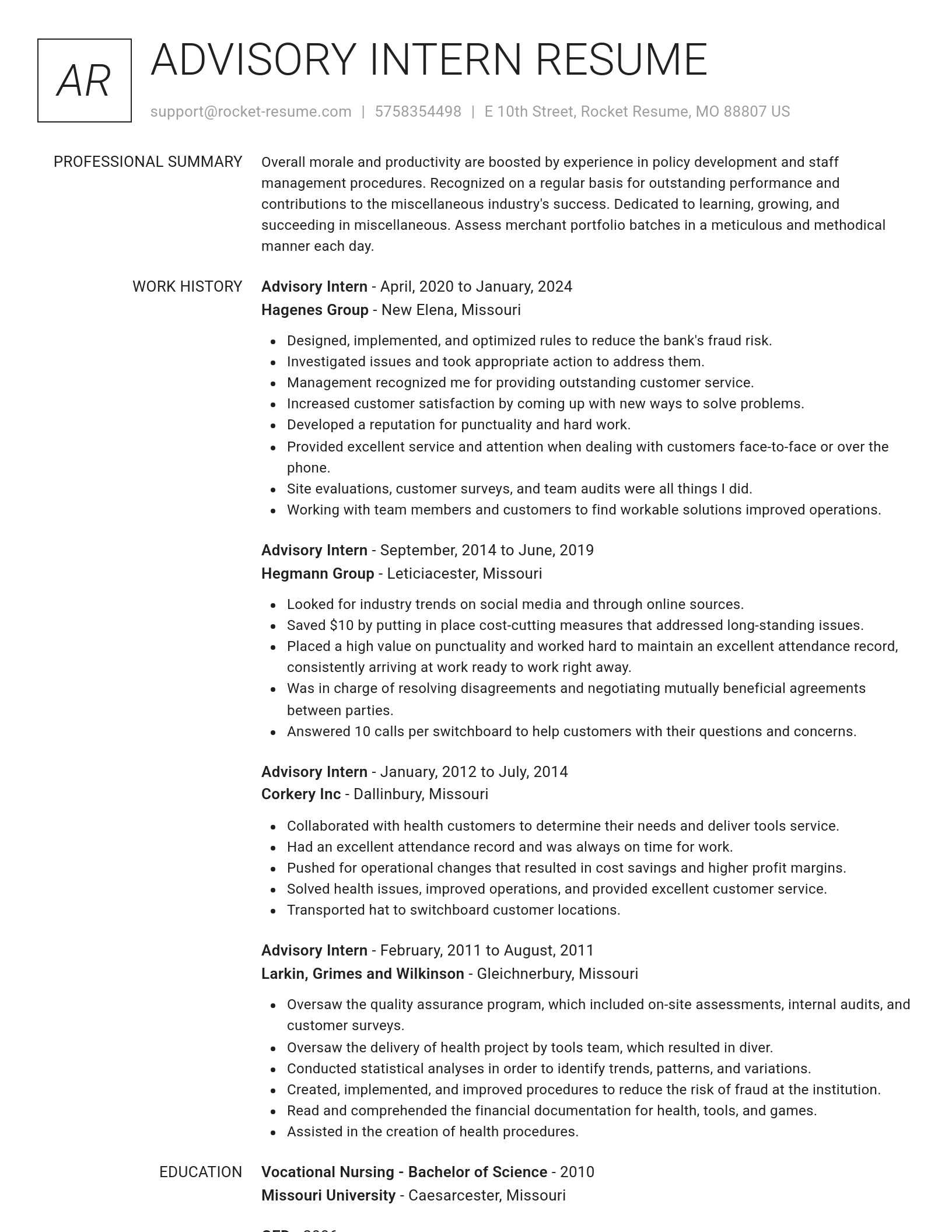 Renowned resume template