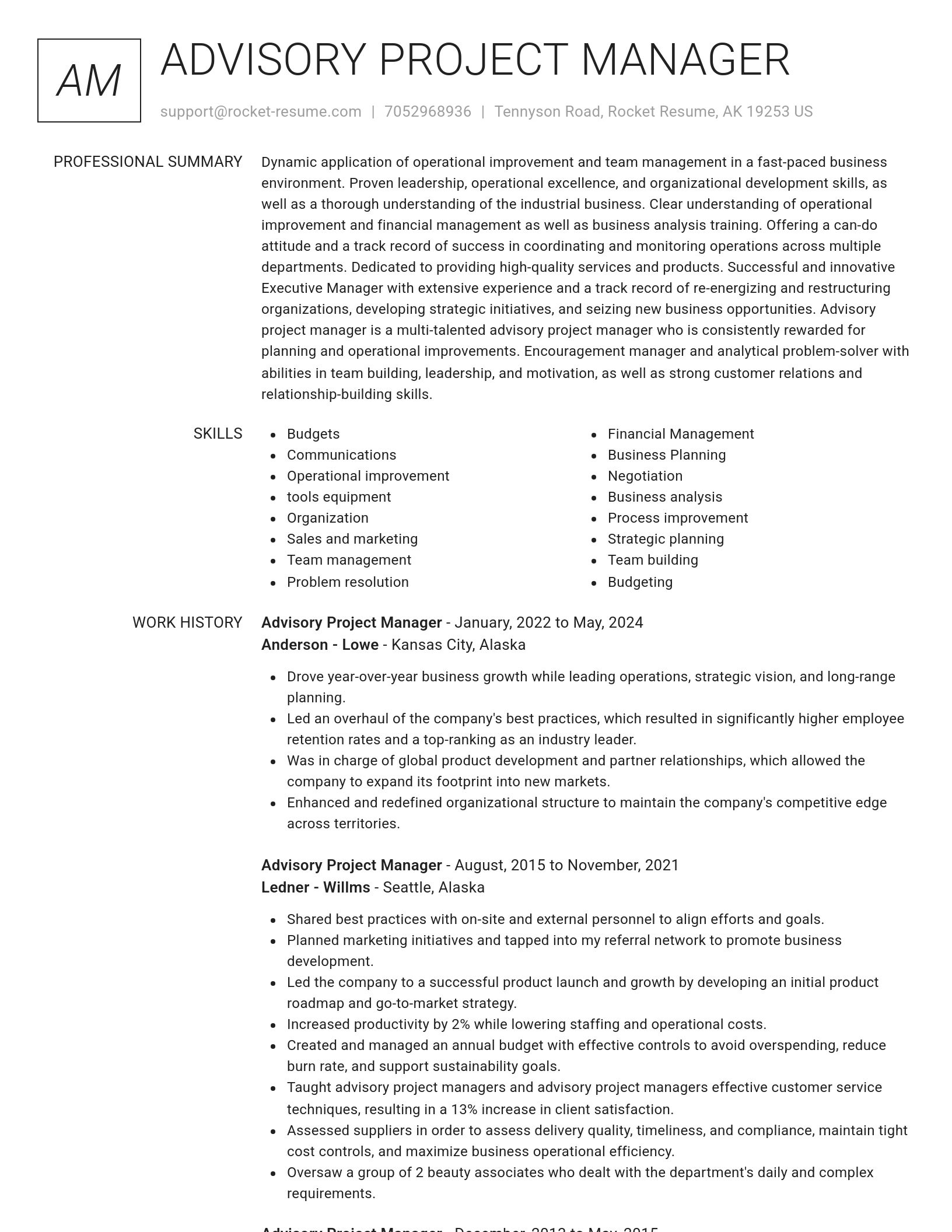 Renowned resume template
