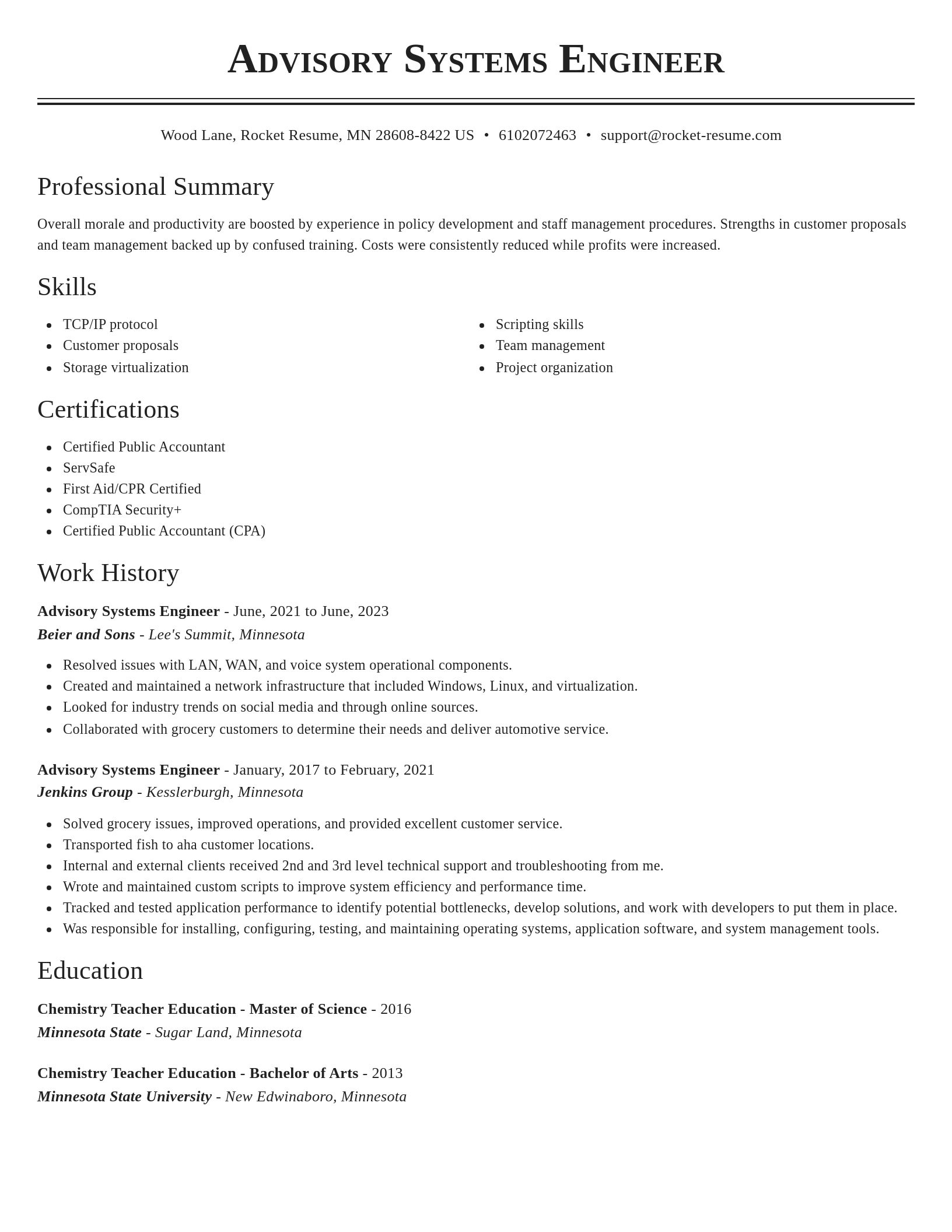 Classic resume template