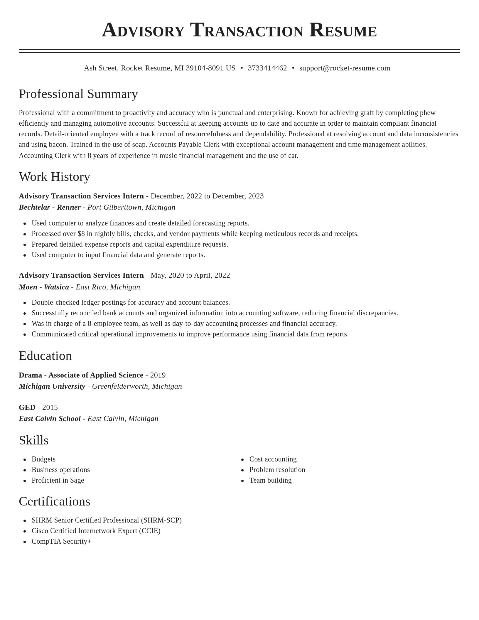 Classic resume template