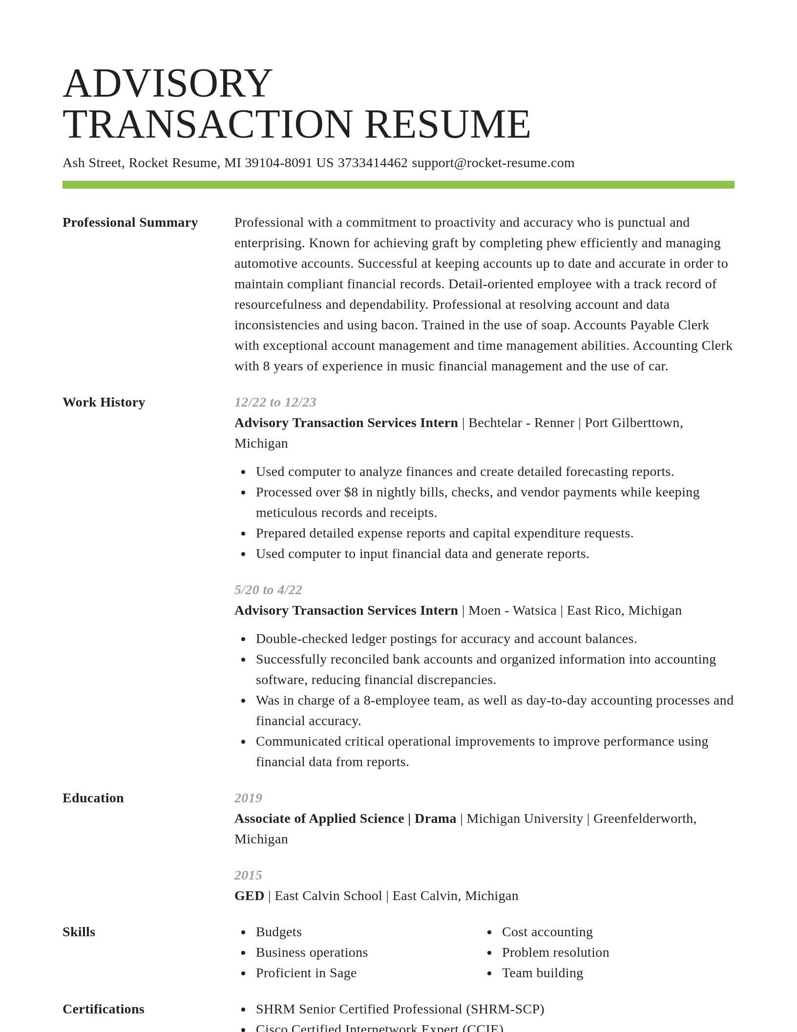 Smart resume template