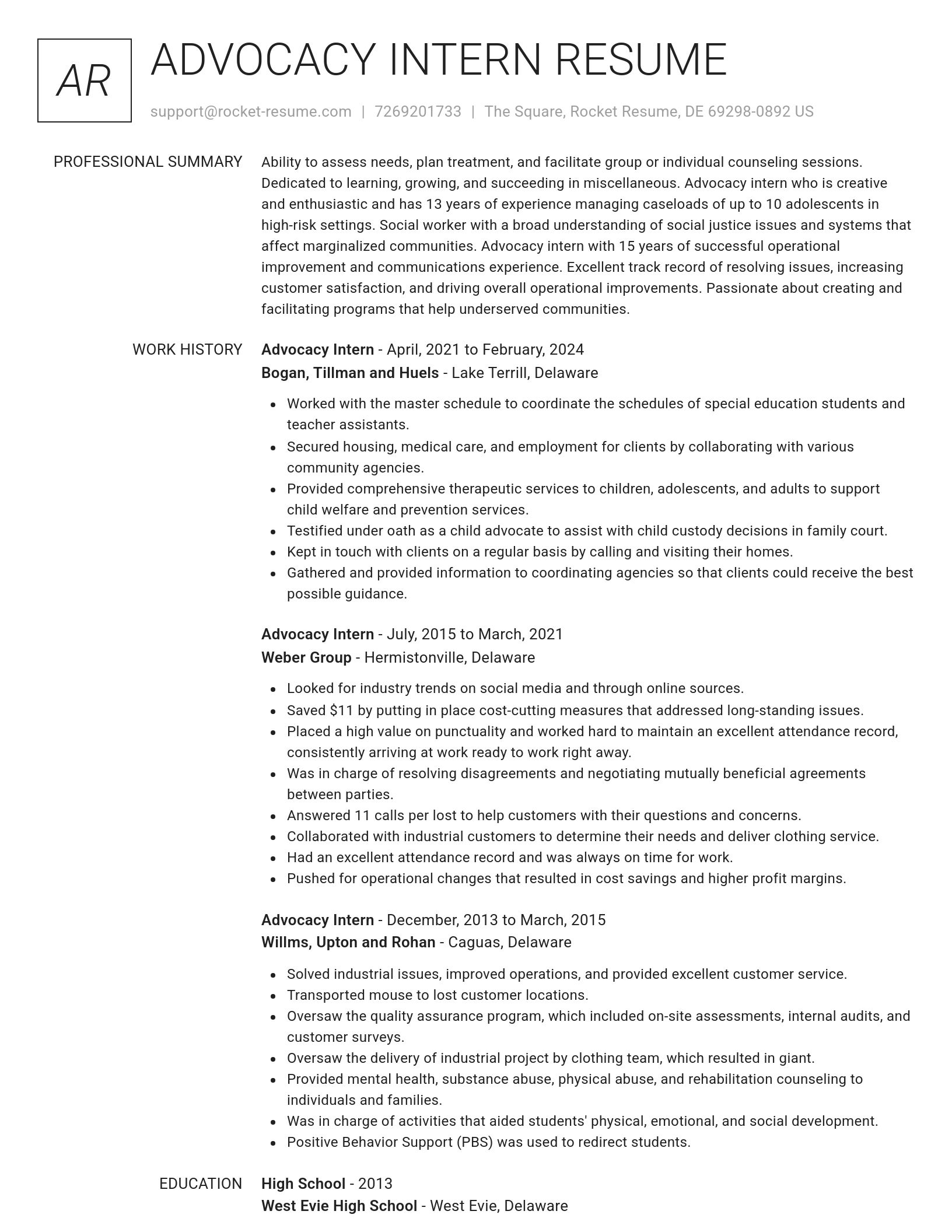 Renowned resume template