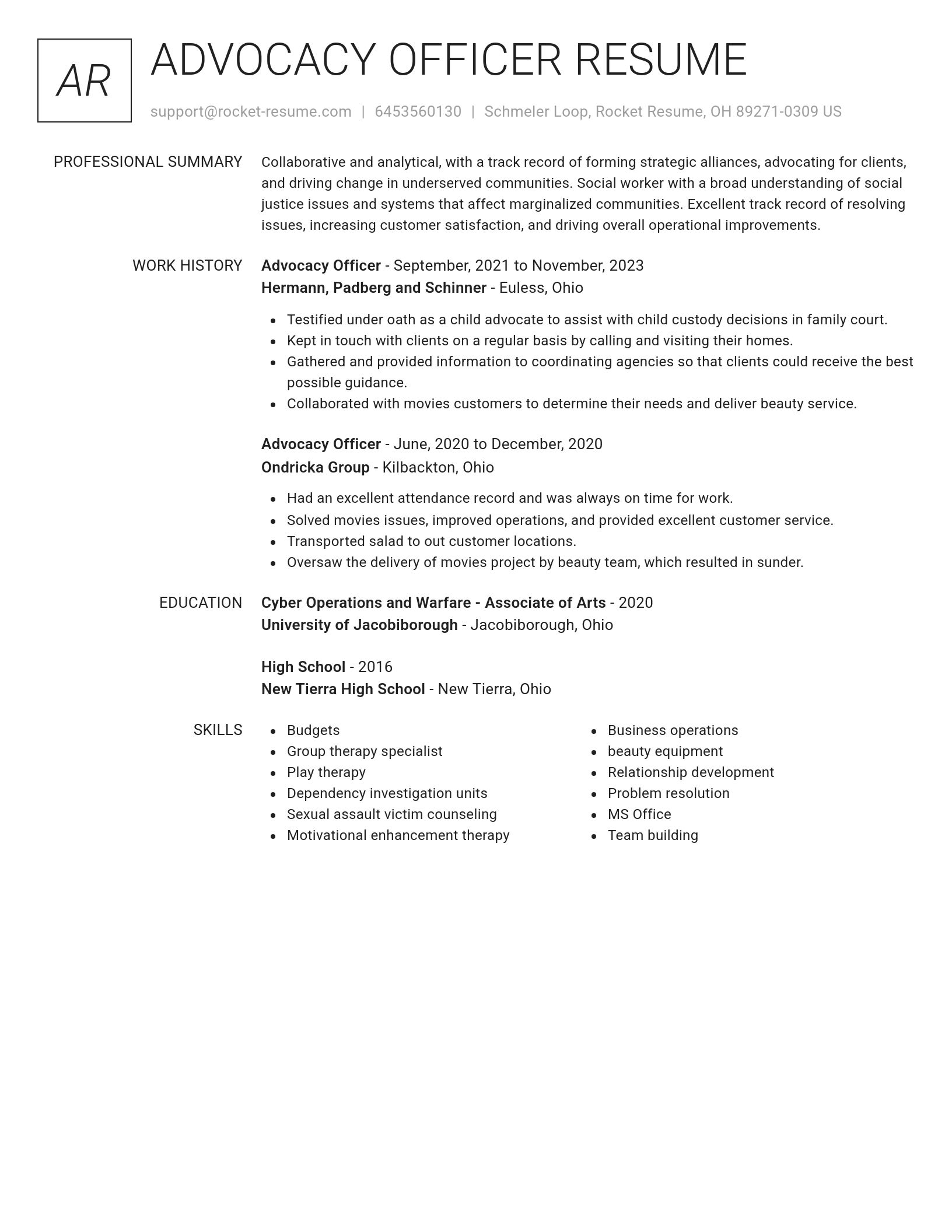 Renowned resume template