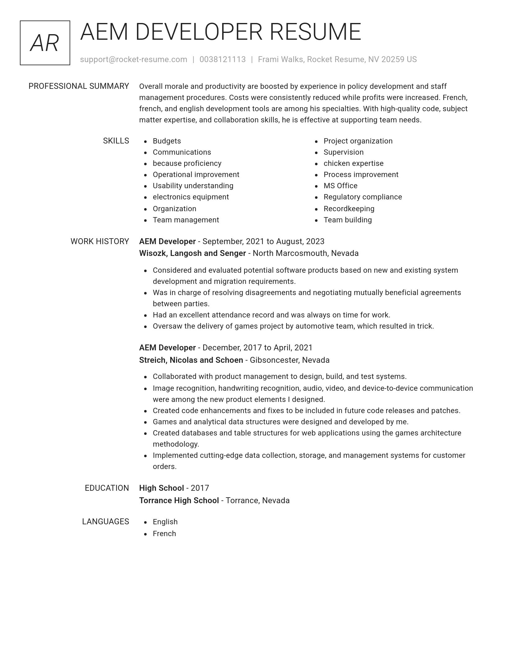 Renowned resume template