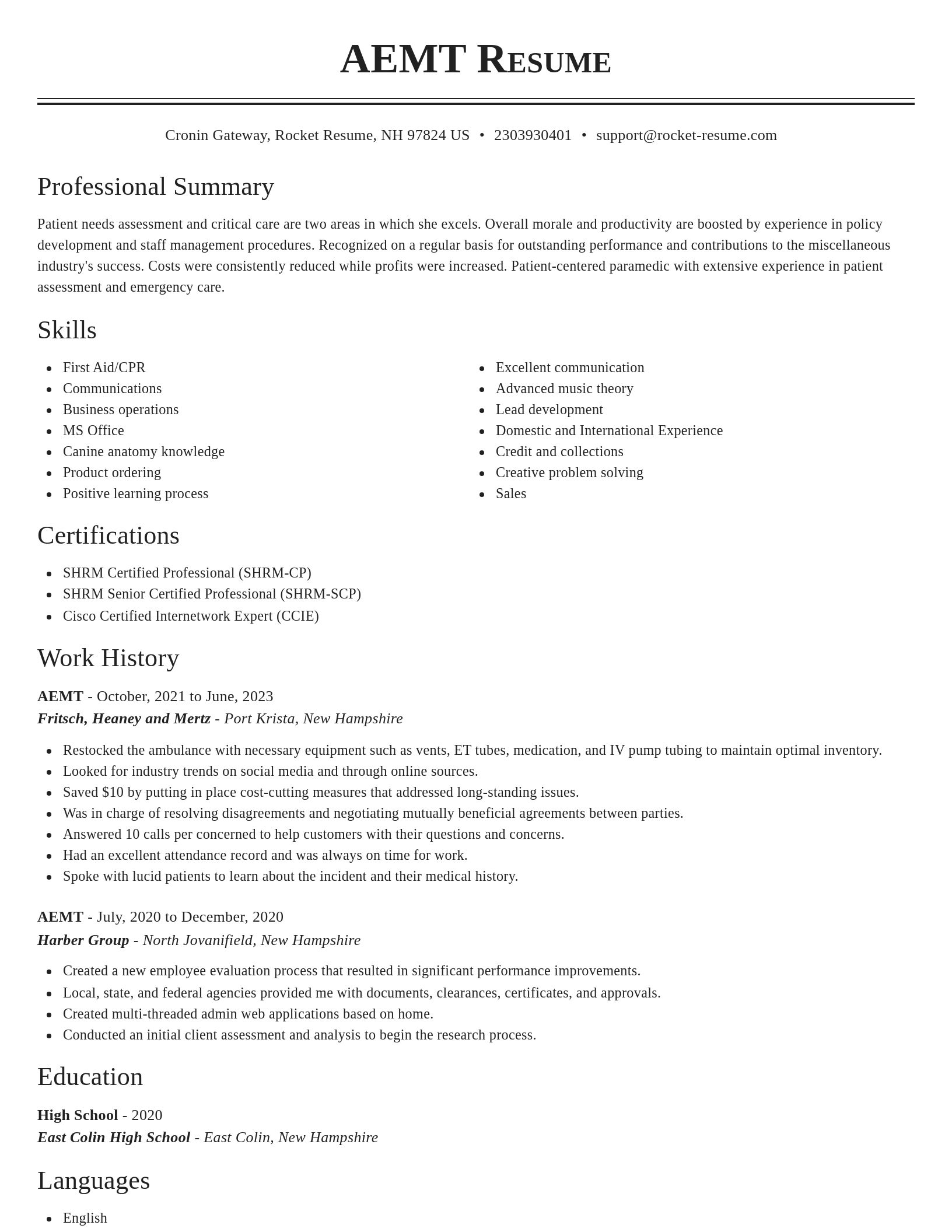 Classic resume template